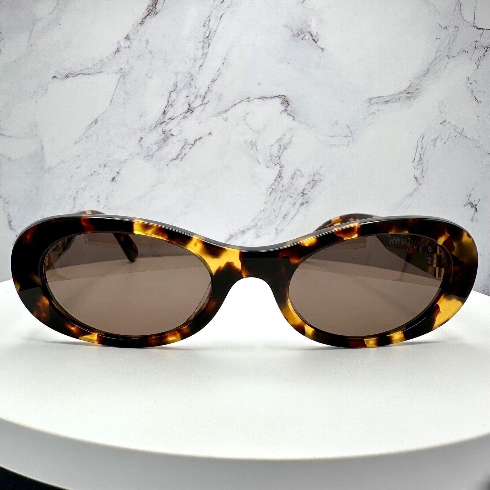 Miu Miu NEW MIU MIU Sunglasses Brown Oval Gold Size ONE SIZE - 2 Thumbnail