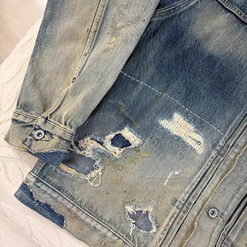 Neighborhood Neighborhood Distressed Denim Jacket Size US L / EU 52-54 / 3 - 6 Thumbnail