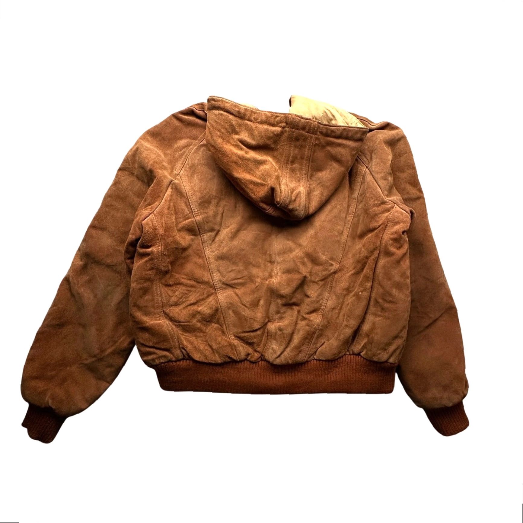 Ben Sherman VINTAGE Bermans Suede Leather Heavy Hooded Jacket Mens L Brown Bomber Jacket Size US L / EU 52-54 / 3 - 2 Thumbnail