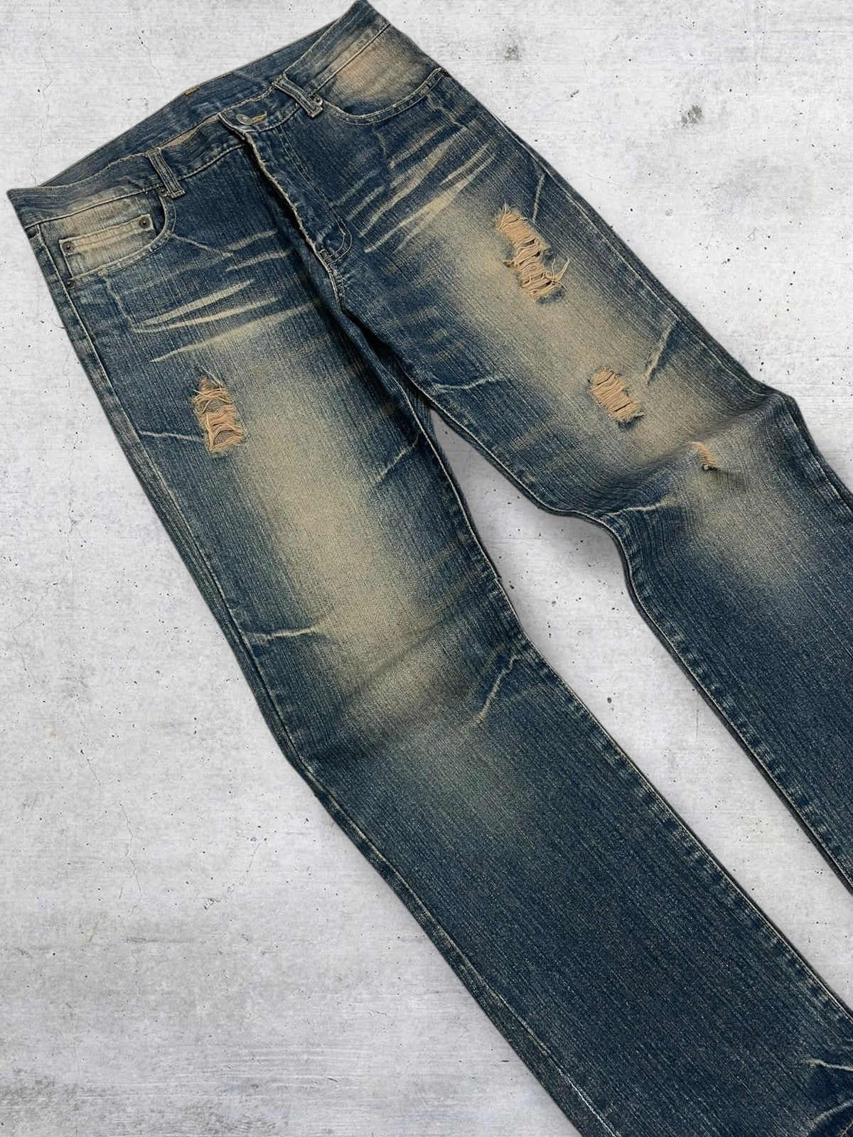 Japanese Brand VINTAGE JAPAN DESIGNER NYLAUS MUDWASH RIPPED DISTRESS DENIM Size US 32 / EU 48 - 4 Thumbnail