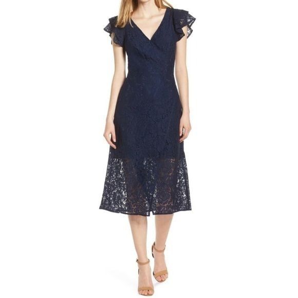 Other ALI & JAY Dress XS Lace and Paper Flowers Wrap Midi Ruffle Size XS / US 0-2 / IT 36-38 - 1 Thumbnail
