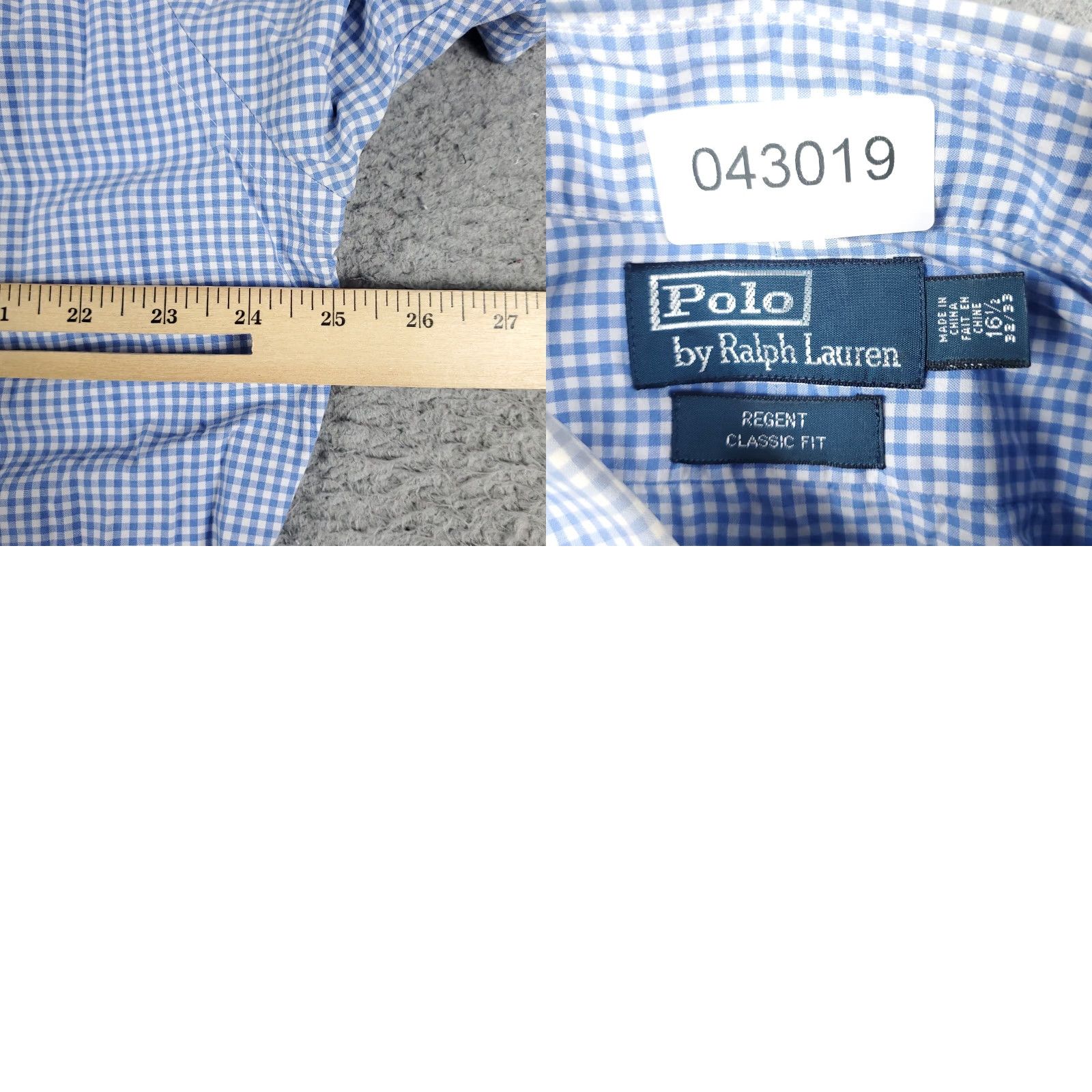Ralph Lauren VINTAGE Ralph Lauren Shirt Men's 16.5 Blue Check Dress Button Up Long Sleeve Non-Iron Pockets 90s Classic Mens Size 42R - 8 Thumbnail