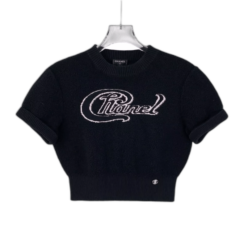 Chanel Chanel Black Short Sleeve Knit Top Size XS / US 0-2 / IT 36-38 - 1 Thumbnail