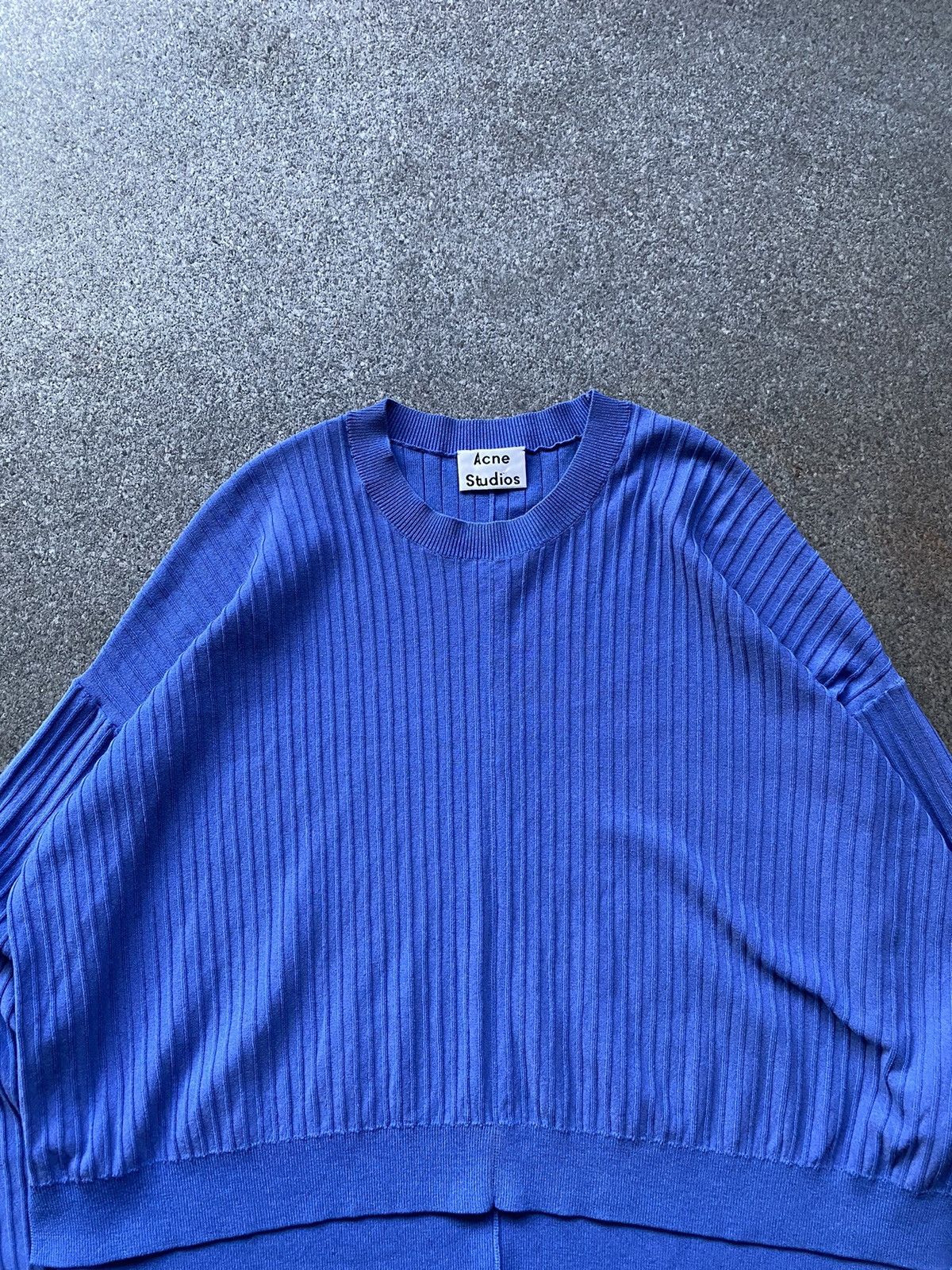 Acne Studios × Issey Miyake Acne Studios Issy Cotton Blue Cropped Ribbed Sweater Size S / US 4 / IT 40 - 4 Thumbnail