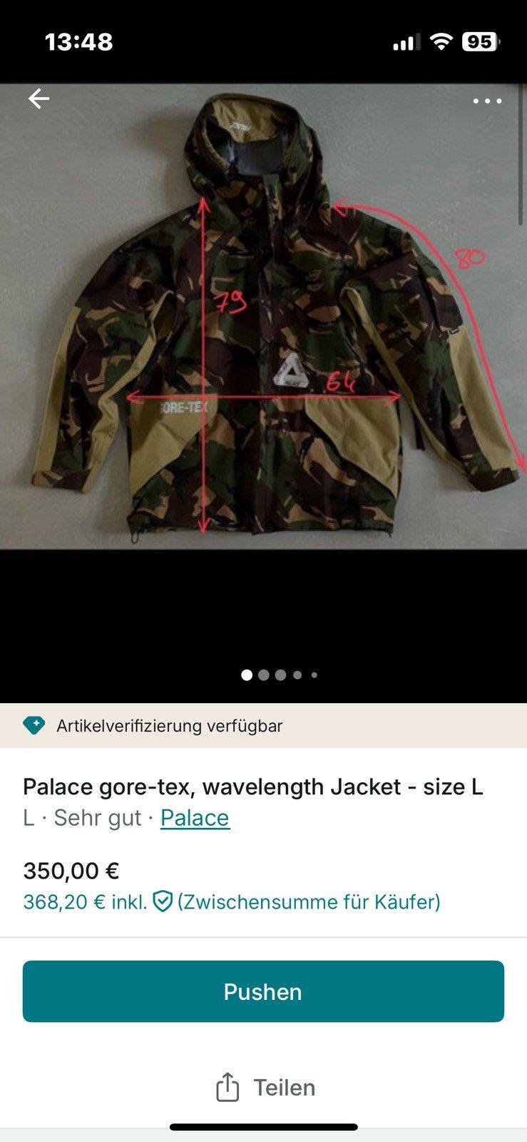 Palace Palace gore-tex „wavelength“ Jacket - size L Size US L / EU 52-54 / 3 - 6 Thumbnail