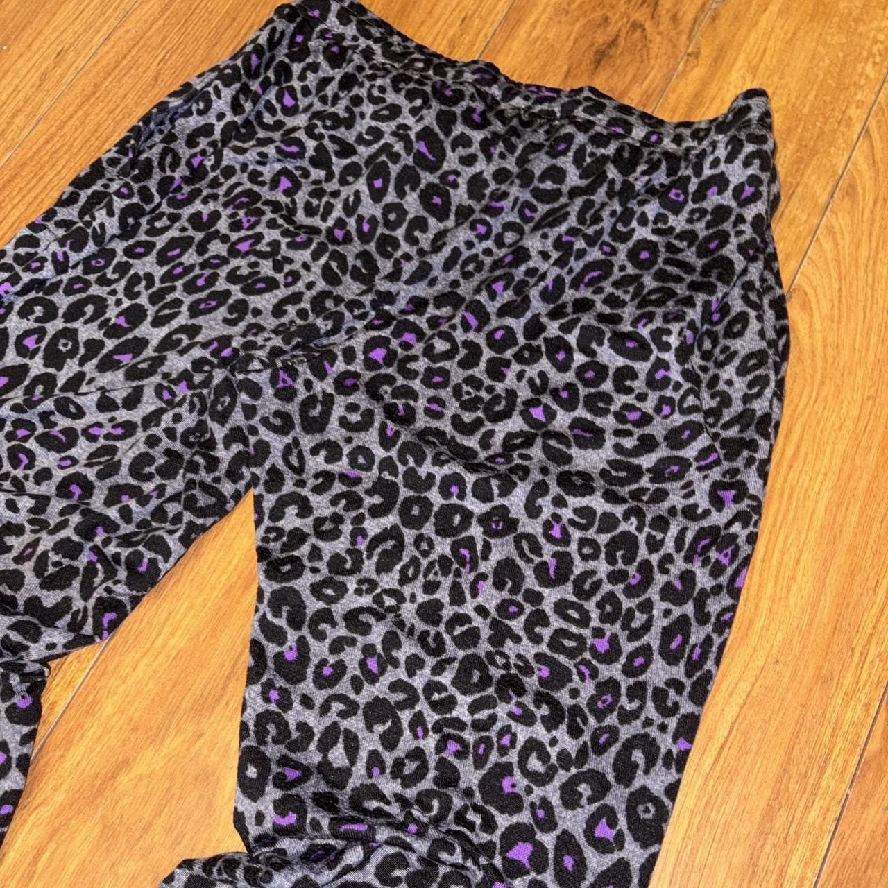 Vera Wang Purple & black leopard print joggers with drawstring waist Size 30" / US 8 / IT 44 - 6 Thumbnail