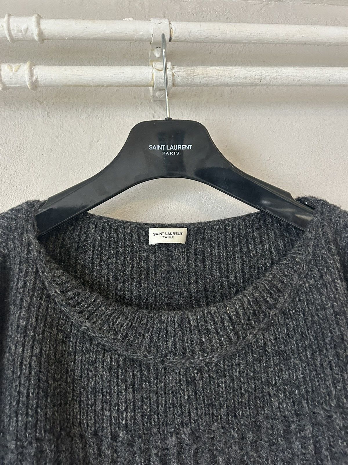 Saint Laurent Paris Saint Laurent Paris Boat Neck Chunky Knit Sweater Size US L / EU 52-54 / 3 - 2 Thumbnail