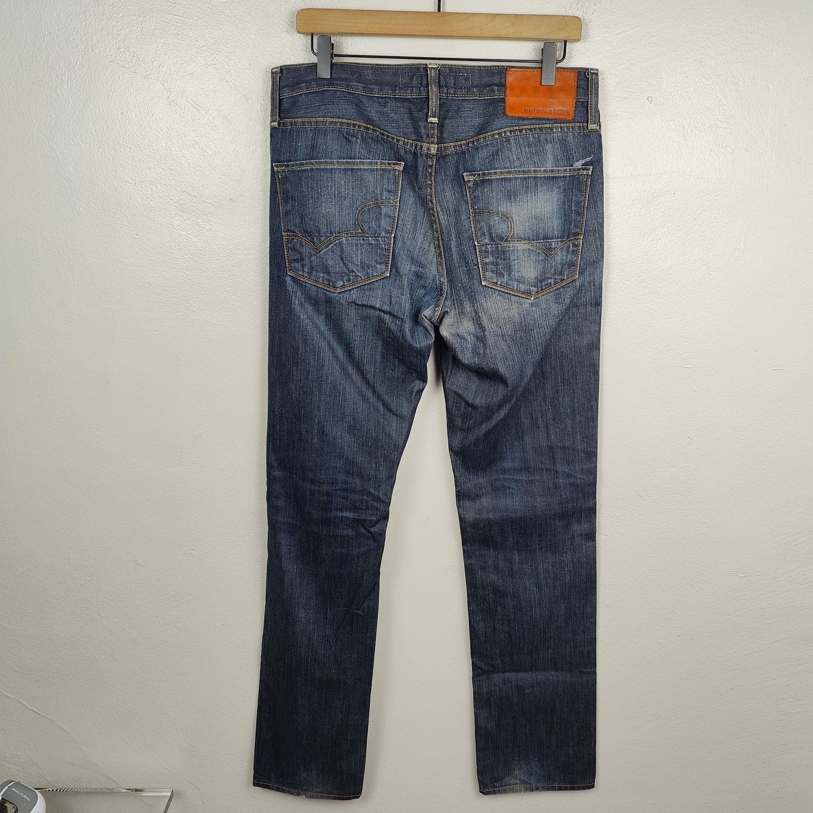 Big Star Big Star Division Slim Fit Jeans Men 32 Dark Wash Whiskering Size US 32 / EU 48 - 6 Thumbnail
