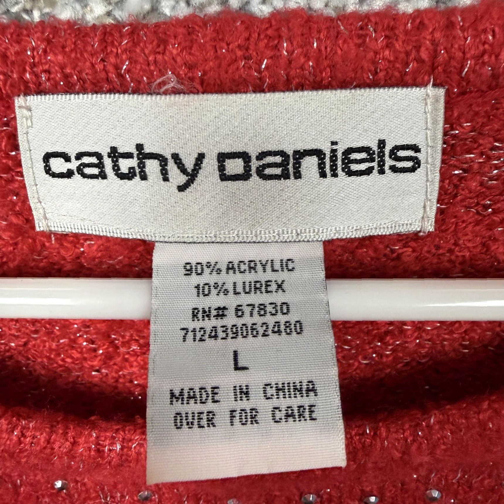 Vintage VTG Cathy Daniels Sweater Womens L Red Glitter Knit Scarf Set Holiday Chic 90s Vintage 90s Gothic Size L / US 10 / IT 46 - 5 Thumbnail