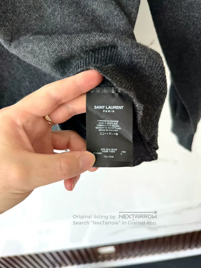 Saint Laurent Paris Saint Laurent Paris Grey Cashmere Geometric Sweater Hoodie Size US S / EU 44-46 / 1 - 5 Thumbnail