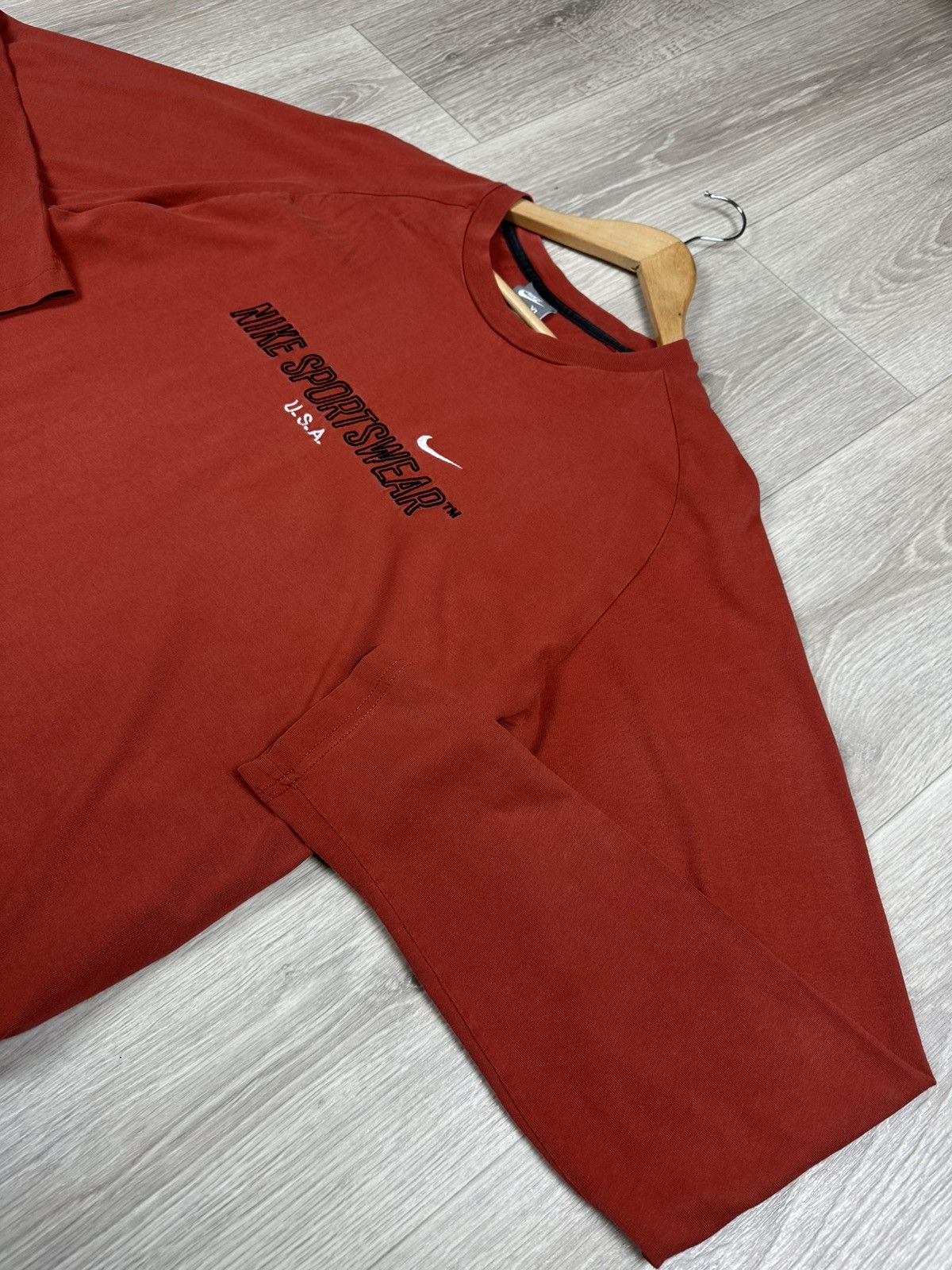 Nike × Vintage Vintage Nike USA Long Sleeve 90s Sportswear Big Logo Size US XL / EU 56 / 4 - 4 Thumbnail