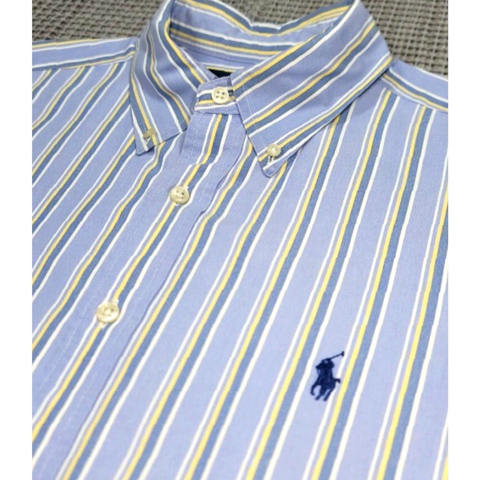 Polo Ralph Lauren Polo Ralph Lauren Button-Up Shirt Striped Long Sleeve Mens 16.5-32/33 Blue Stripe Oxford OCBD Classic Fit Size US XL / EU 56 / 4 - 6 Thumbnail