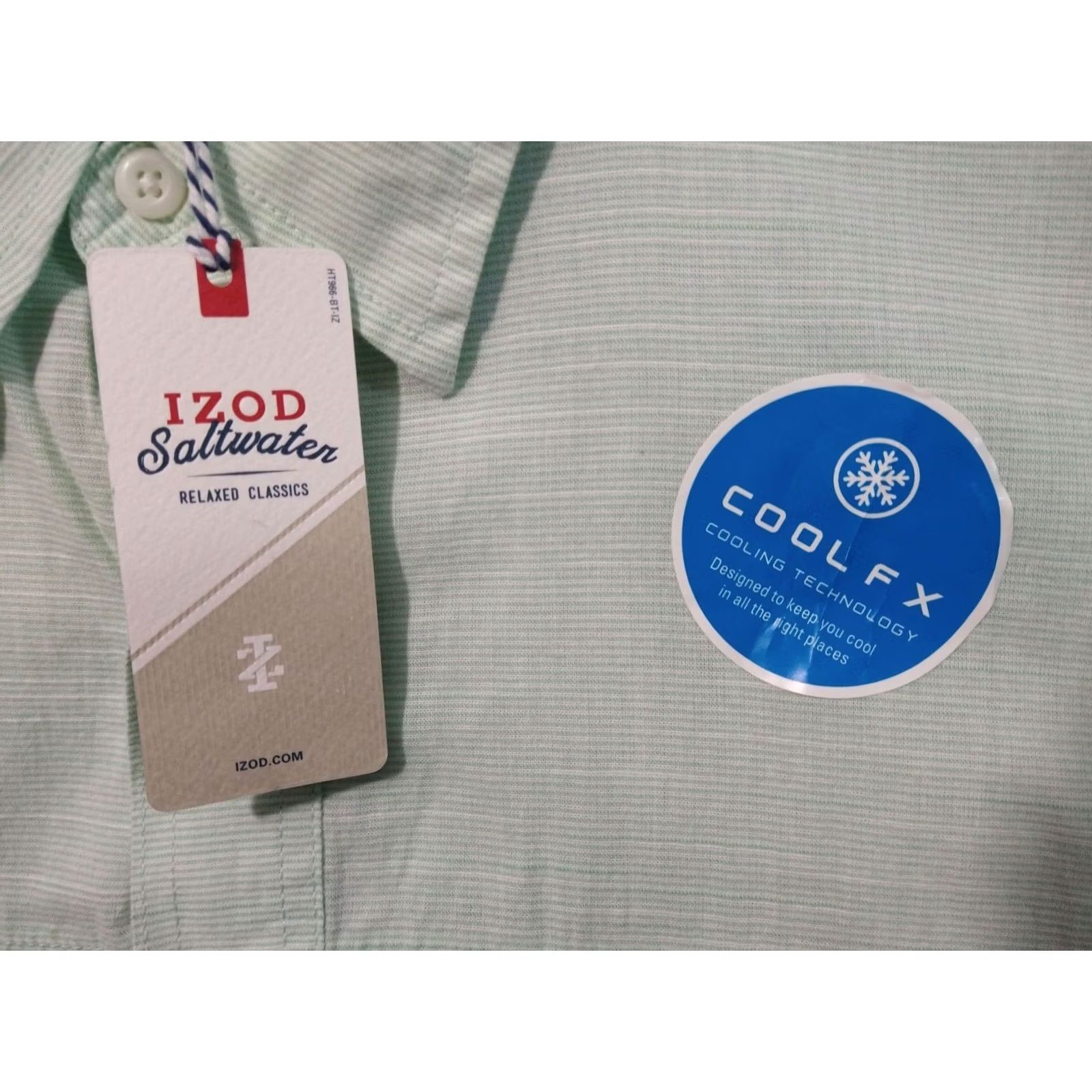Izod VINTAGE Izod Saltwater Shirt Mens Green Striped Short Sleeve Button Up Relaxed Cool FX Size US XXL / EU 58 / 5 - 5 Thumbnail