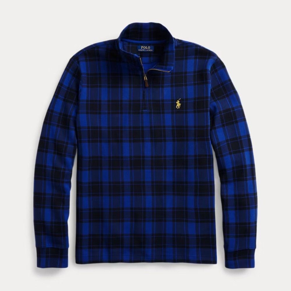 Polo Ralph Lauren Ralph Lauren Plaid Estate Rib Quarter Zip Pullover Blue Fla Size US L / EU 52-54 / 3 - 1 Thumbnail