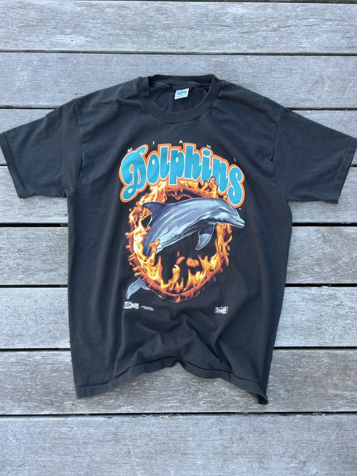 image of Nfl x Salem Vintage Salem Miami Dolphins Tee Shirt in Black, Men's (Size XL)