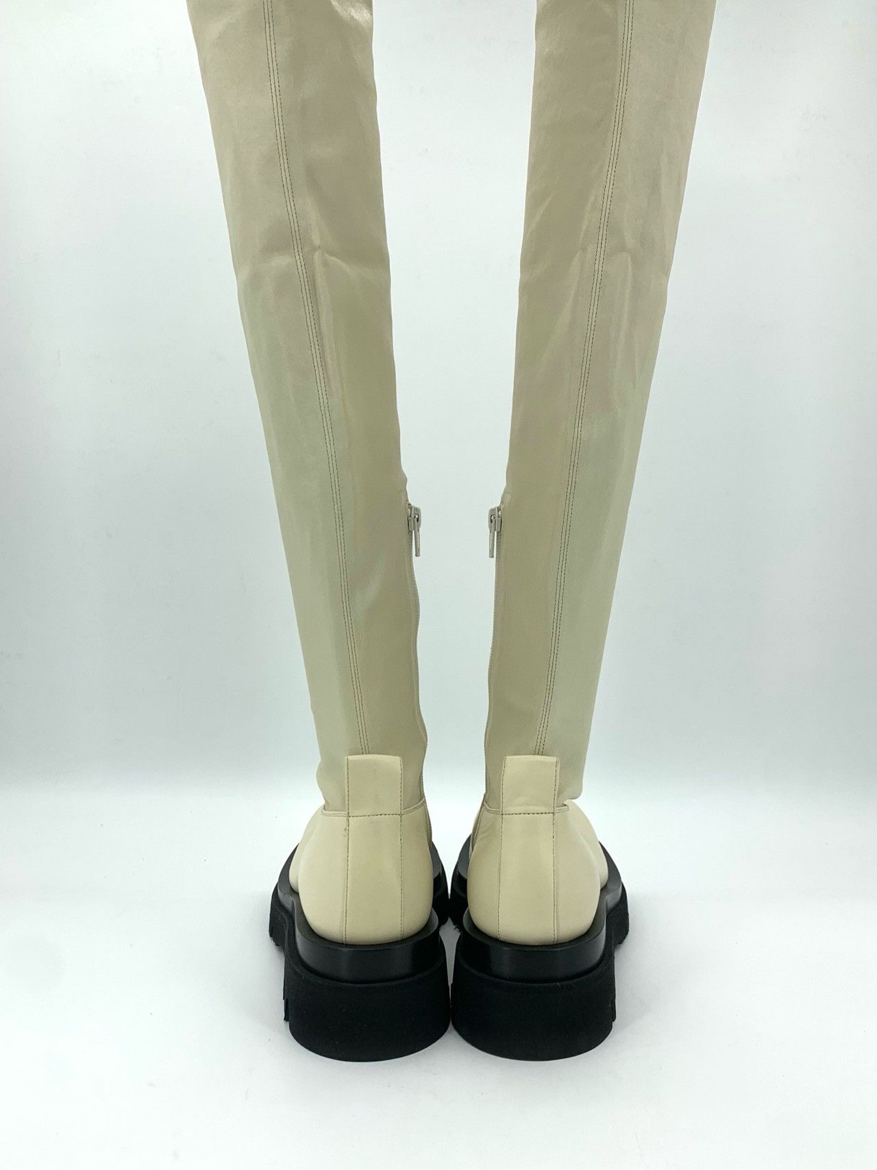 Bottega Veneta Bottega Veneta Women's Thick-Sole High-Heel Leather Boots Size US 7 / IT 37 - 2 Thumbnail