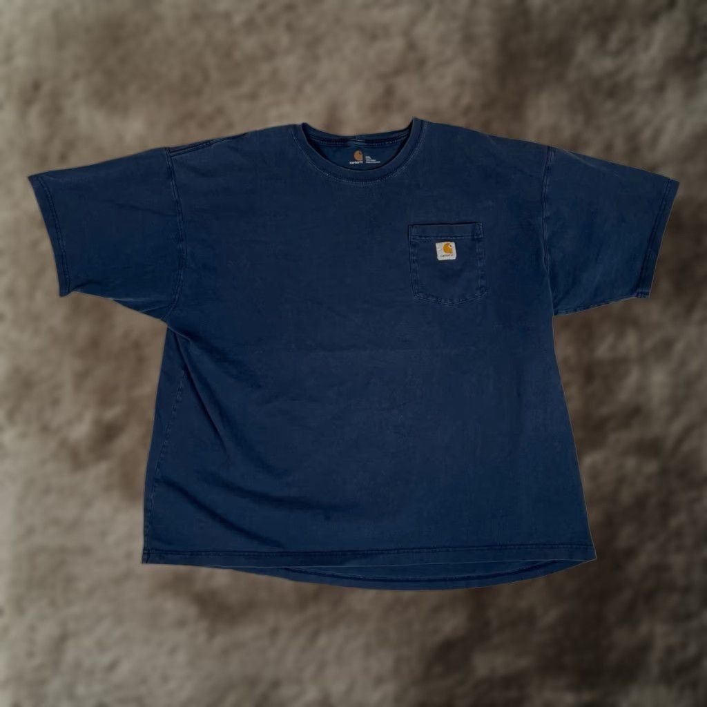 Carhartt VINTAGE Carhartt Blue Pocket Shirt 2XL K87 Men’s T-Shirt Crew Neck Short Sleeve Relaxed Fit Grunge Sun Faded 90s Classic Pockets Size US XXL / EU 58 / 5 - 1 Thumbnail