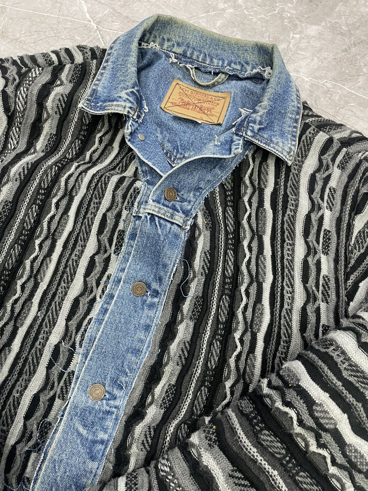 Coogi × Levi's Vintage Clothing RARE LEVIS 1of1 COOGI SWEATER REWORKED REVESIBLE JACKET Size US L / EU 52-54 / 3 - 5 Thumbnail
