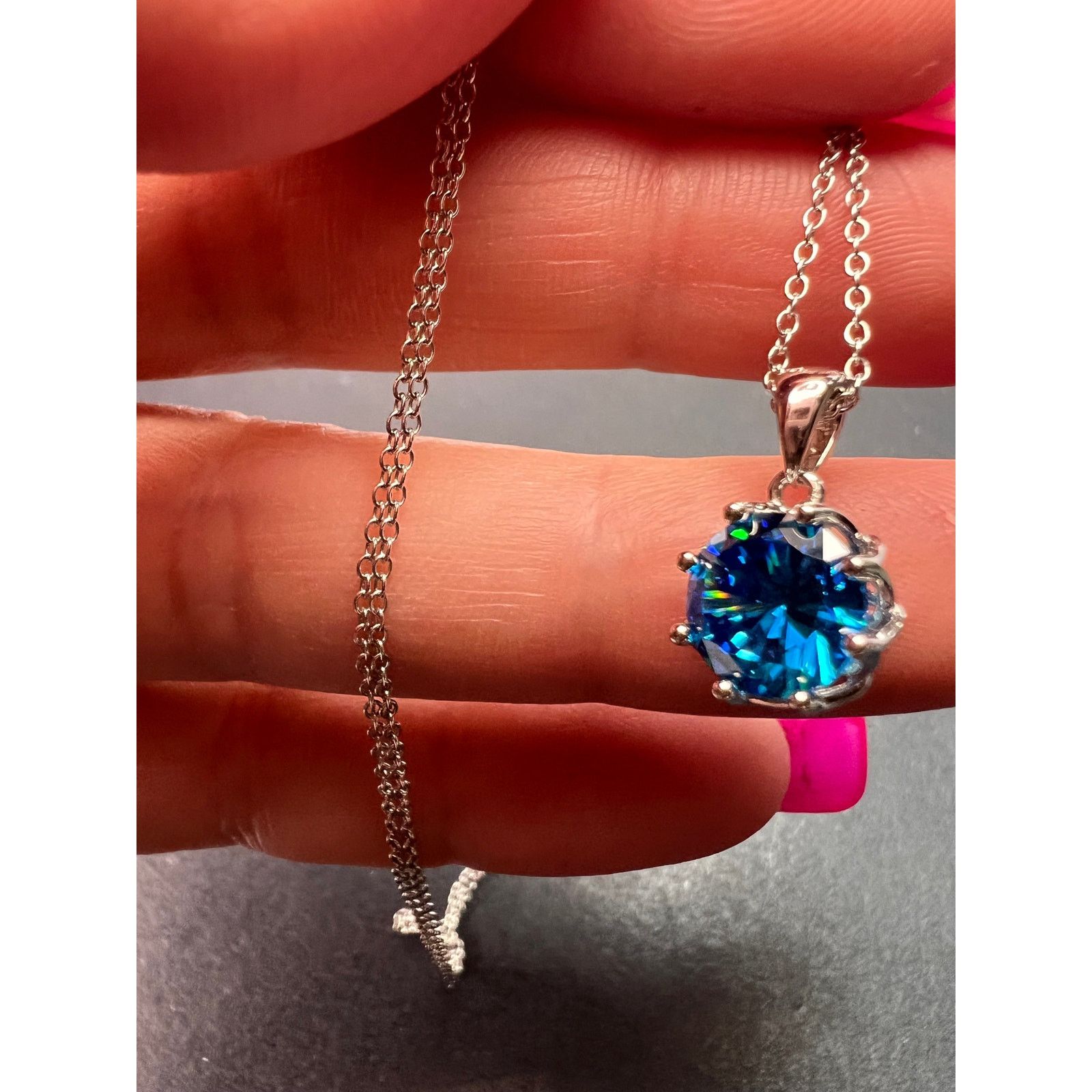 Other NEW Blue CZ rhodium over sterling silver pendant and chain Size ONE SIZE - 6 Thumbnail