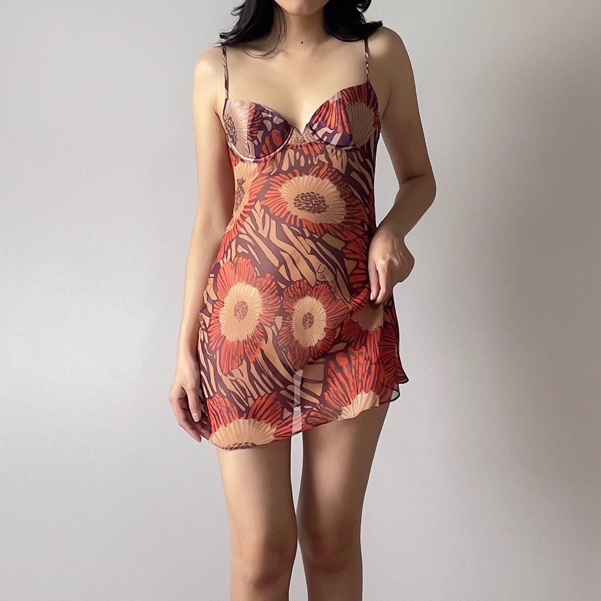 Victoria's Secret Romantic Floral Chiffon Sheer Bustier Slip Dress (34B/32C) Size ONE SIZE - 7 Thumbnail
