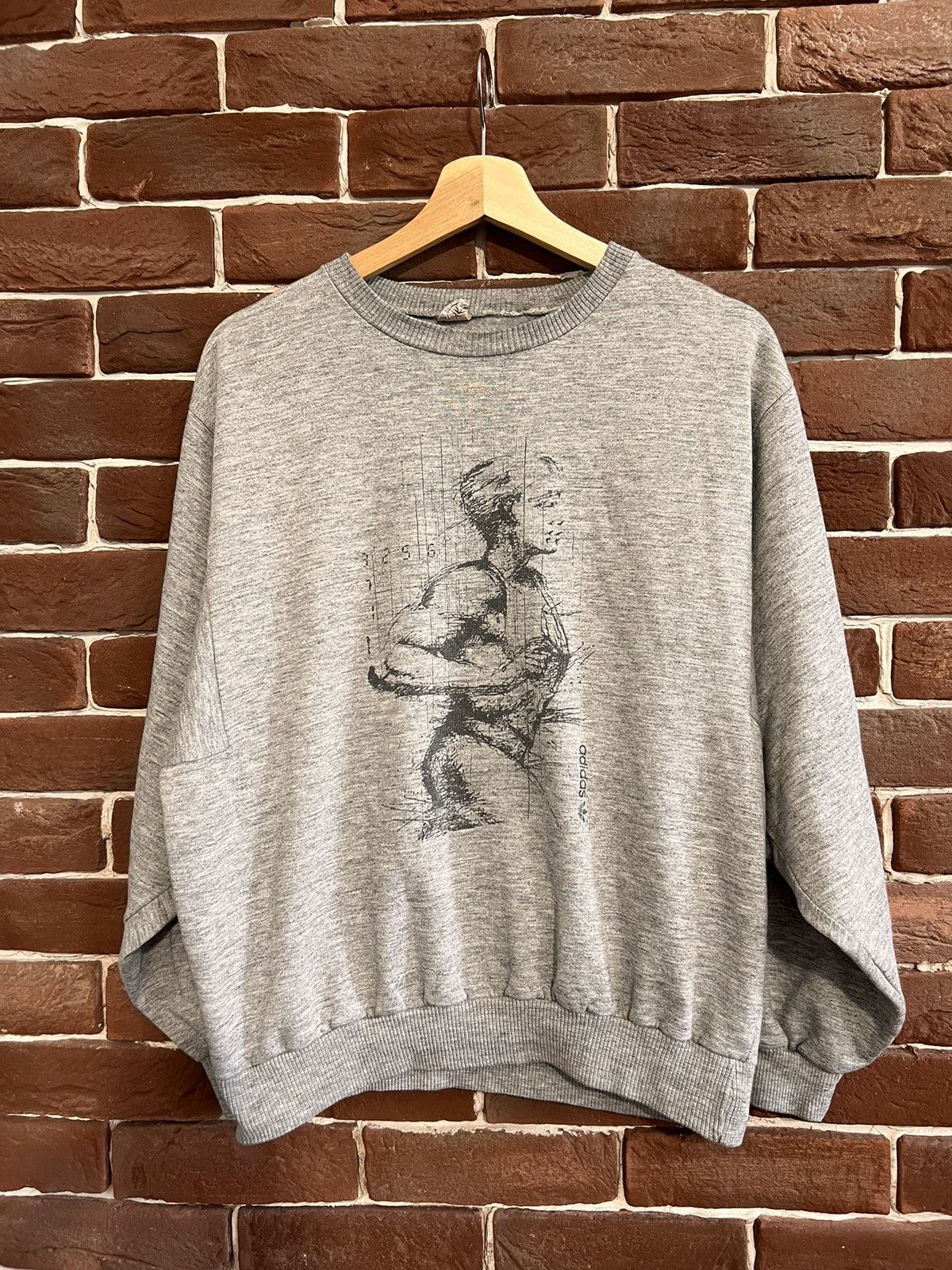 Adidas Vintage 80s Adidas Running Logo Sweatshirt Hype Crewneck Size US L / EU 52-54 / 3 - 1 Thumbnail