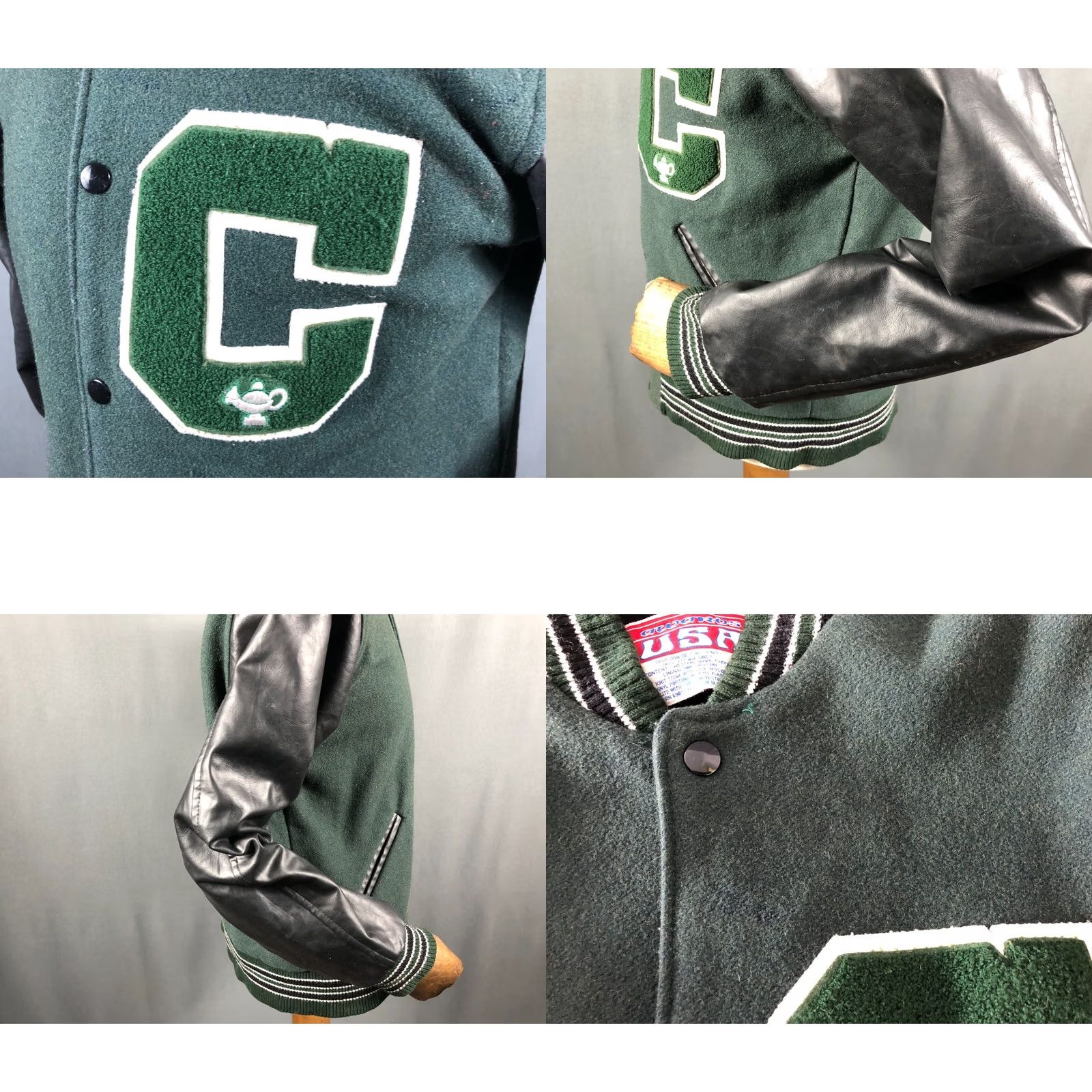 Vintage Awards USA Varsity Jacket Melton Wool Green Men M Vintage US Made Size US M / EU 48-50 / 2 - 8 Thumbnail
