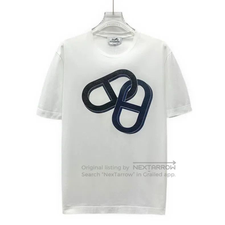 Hermes Hermes White pig nose print cotton round-neck short-sleeve Size S / US 4 / IT 40 - 1 Thumbnail