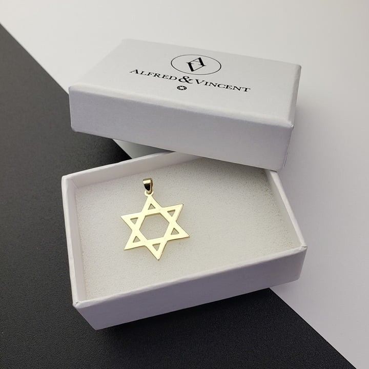 Star of David Magen Jewish Charm 14k Yellow Gold Pendant