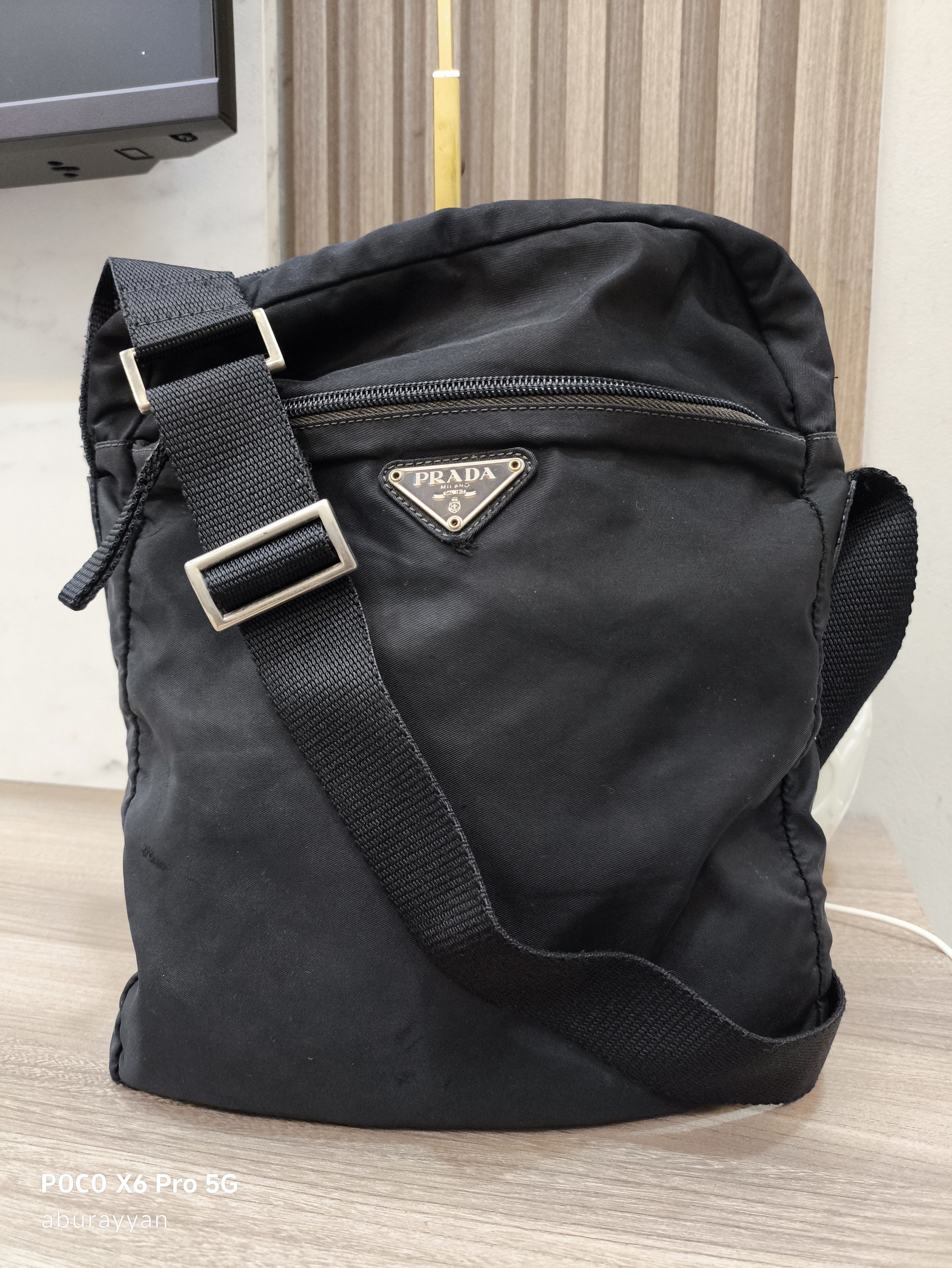 Prada Tessuto Nylon Black Crossbody Sling Bag