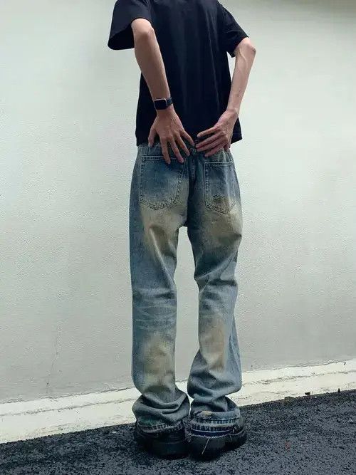Jean denim retro skate damaged faded jeans Size US 30 / EU 46 - 5 Thumbnail