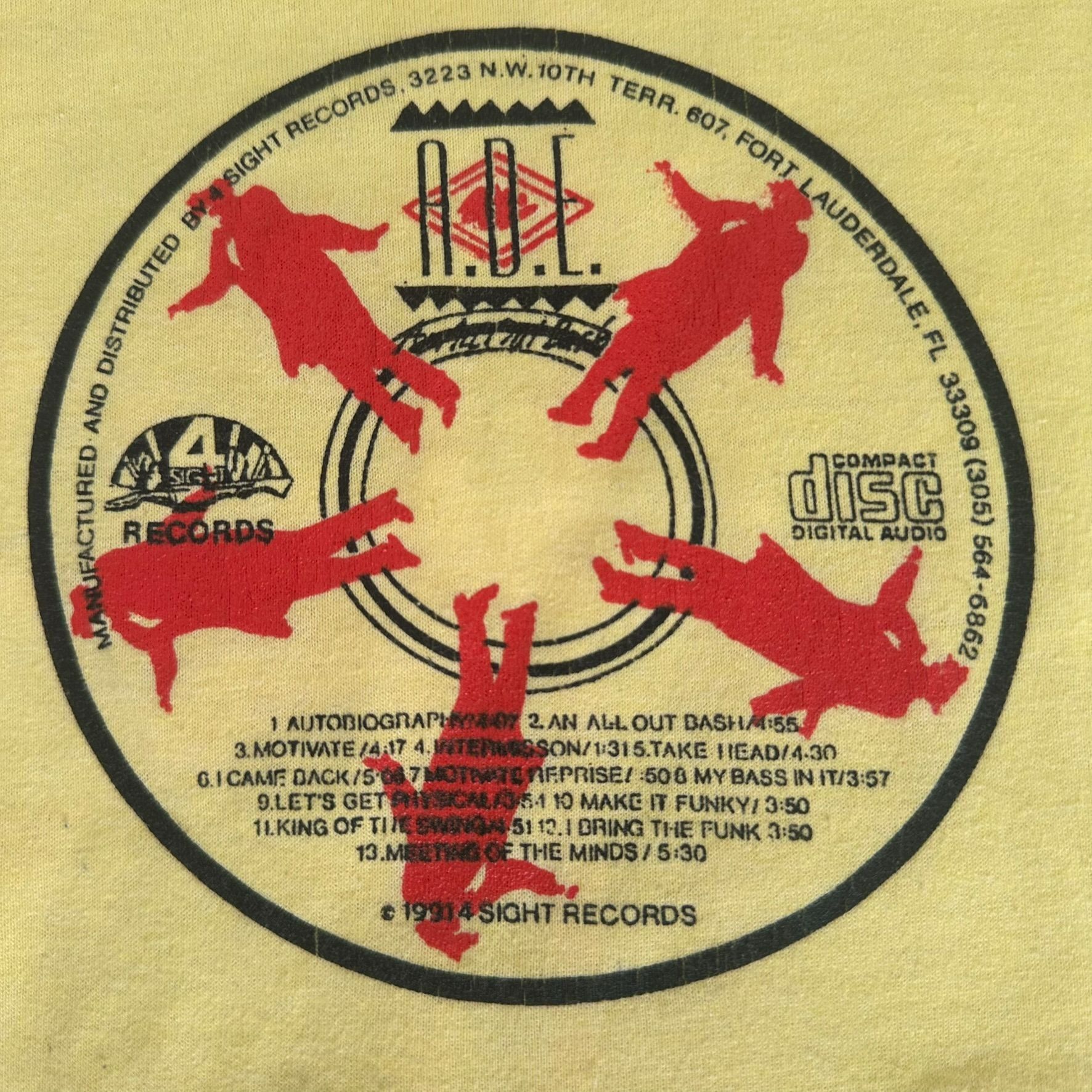 Vintage Vintage 90s 4 Sight Records T-Shirt MC A.D.E. All Out Bash M Size US XL / EU 56 / 4 - 6 Thumbnail