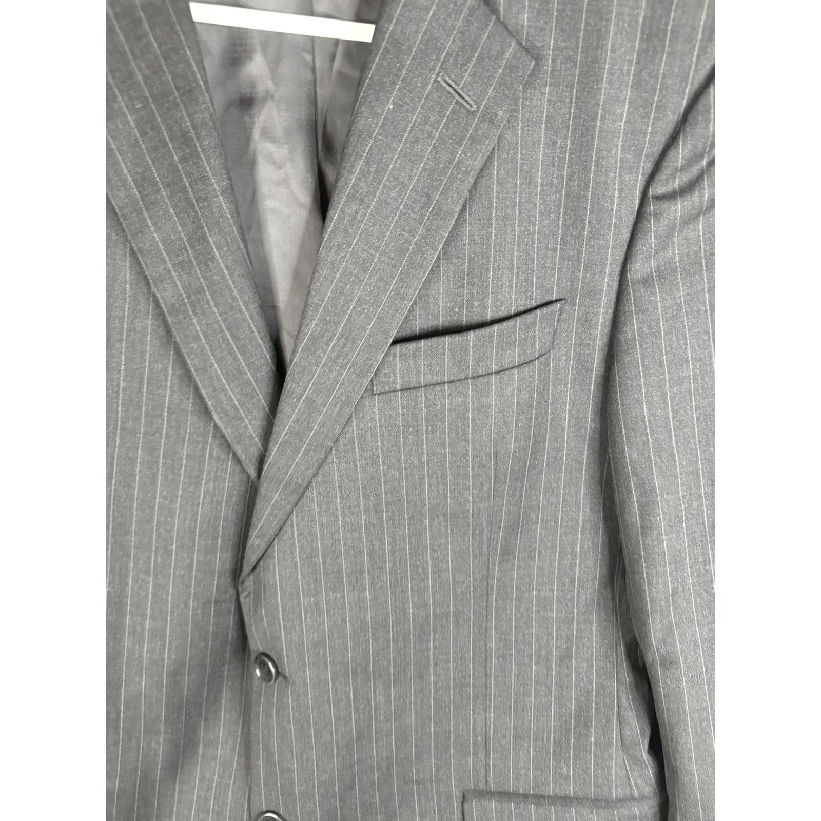 Brooks Brothers Brooks Brothers Jacket 42R Gray Pinstripe 1818 Fitzgerald Wool Blazer Mens Slim Notch Lapel Two-Button Suit Jacket Size 42R - 5 Thumbnail