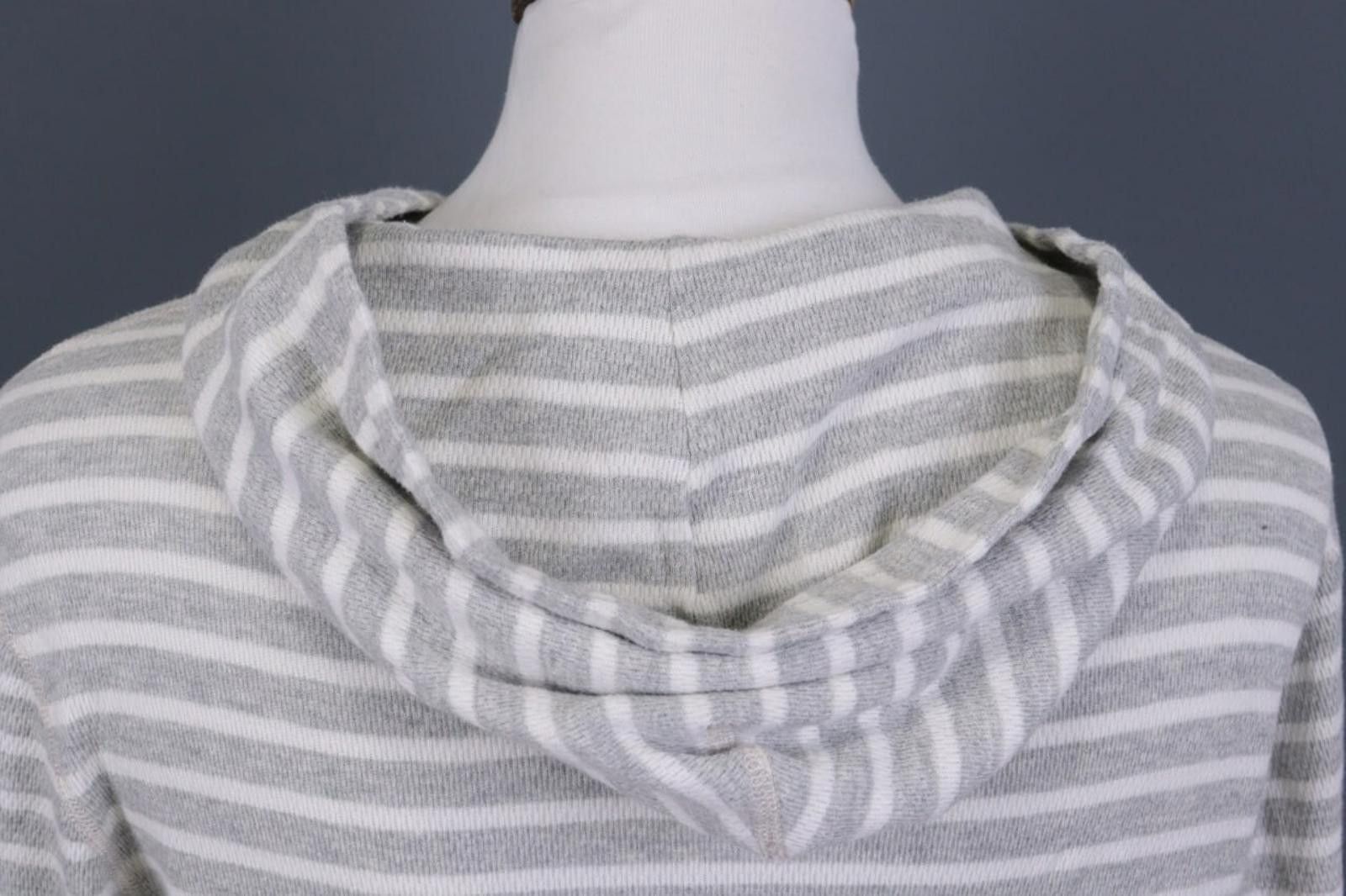 J.Crew J.Crew Gray Striped Henley Knit Hooded Sweater Size M Size US M / EU 48-50 / 2 - 12 Thumbnail