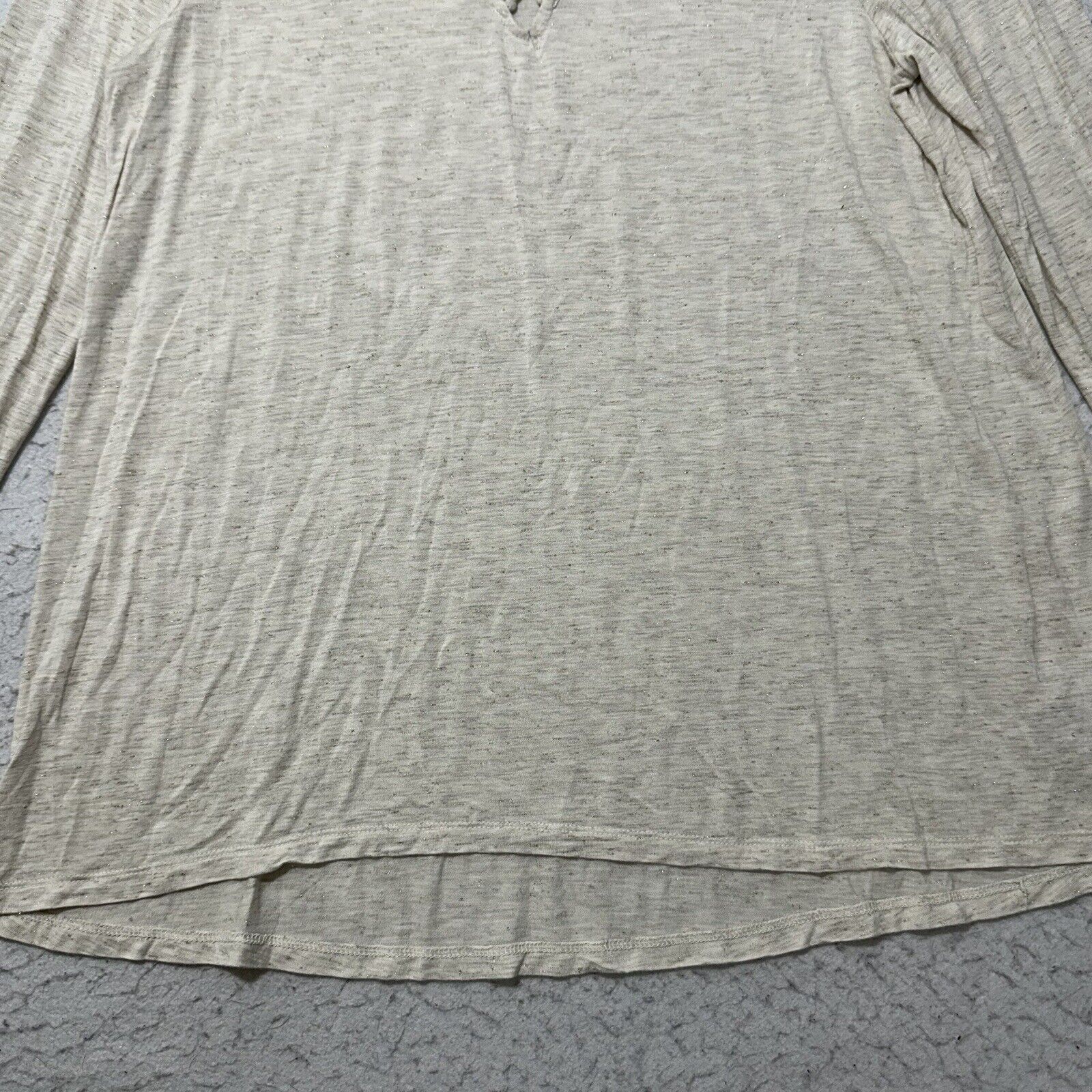 Old Navy Old Navy Medium Relaxed Lace-Up-Yoke Sparkle-Knit Top Beige Size M / US 6-8 / IT 42-44 - 7 Thumbnail