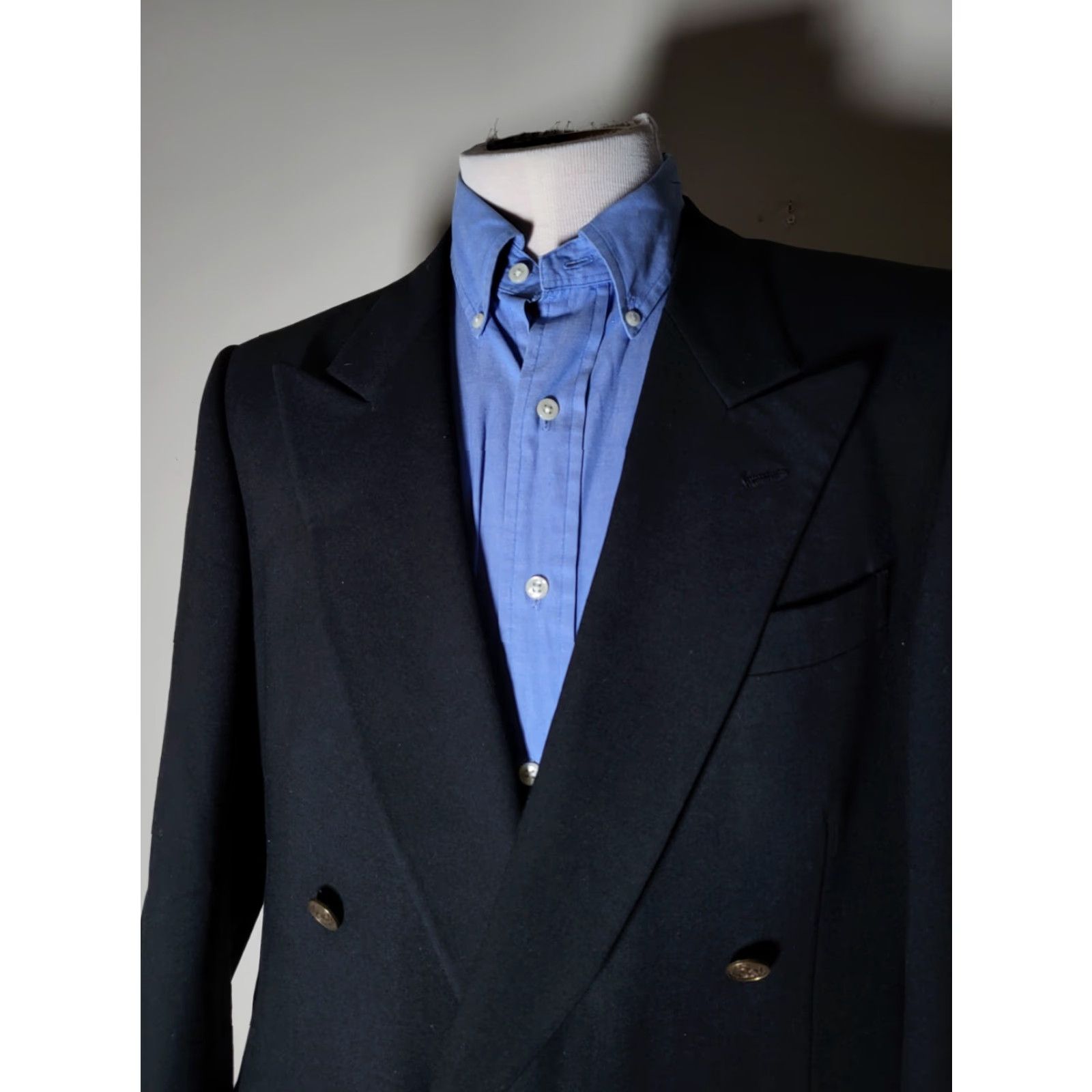 Valentino VINTAGE Valentino Double Breasted Black Flannel Blazer Jacket Coat 40L Wool Size 40R - 2 Thumbnail