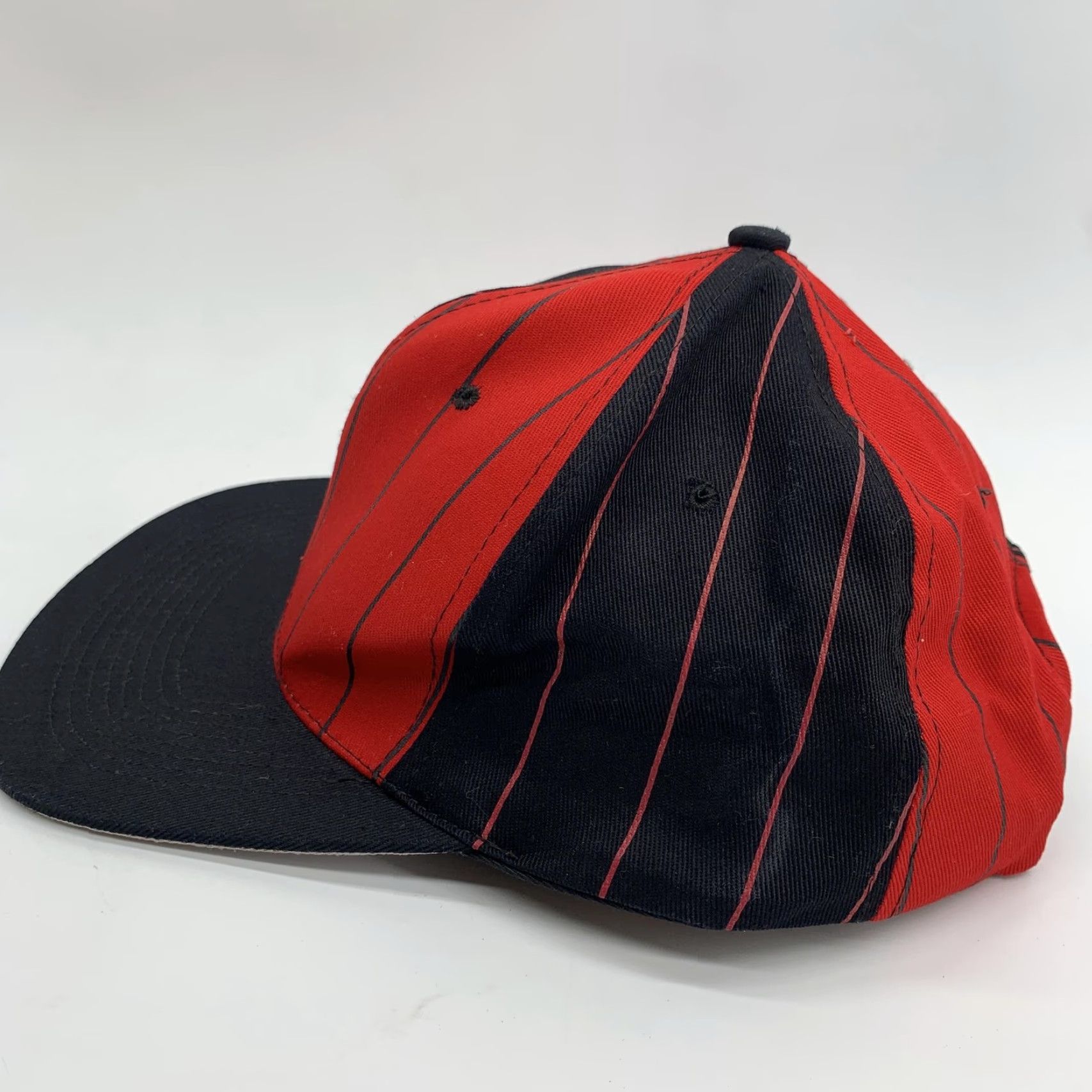 Vintage VINTAGE KC Hat Cap Snap Back Mens One Size Black Red Pinstripe Twill Baseball Size ONE SIZE - 5 Thumbnail