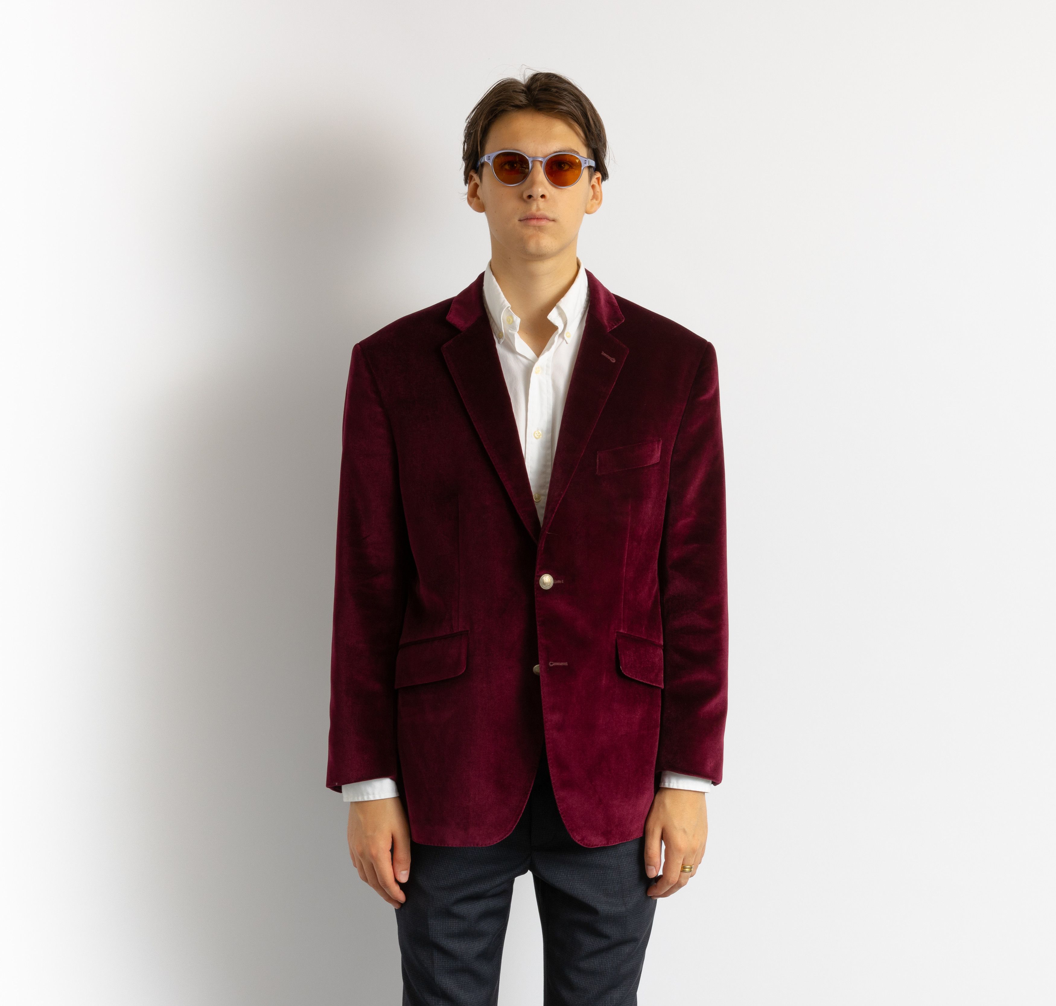 SCABAL Scabal Burgundy Men's Jacket Velvet Blazer 8719 Size US L / EU 52-54 / 3 - 1 Thumbnail
