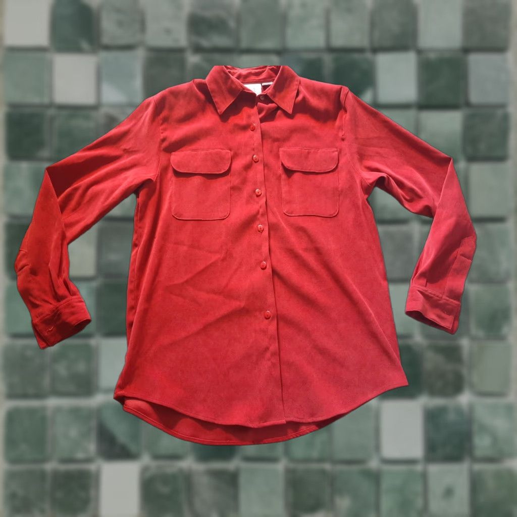 Vintage VINTAGE Liz Thomas Shirt Women Button-Up Long Sleeve Red 40" Chest Size S 2 Pocket Size S / US 4 / IT 40 - 1 Thumbnail