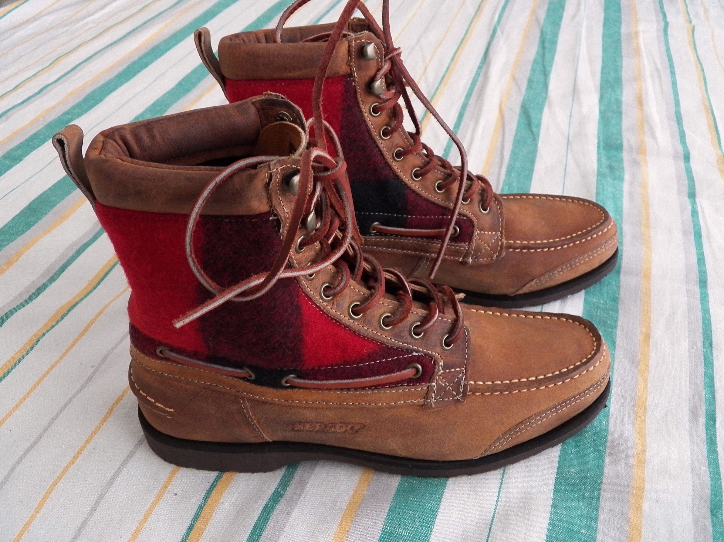 image of Filson Osmore Boots Leather Eu 43.5 Uk 9 Us 9.5 Red Plaid Wool in Brown, Men's (Size 10)