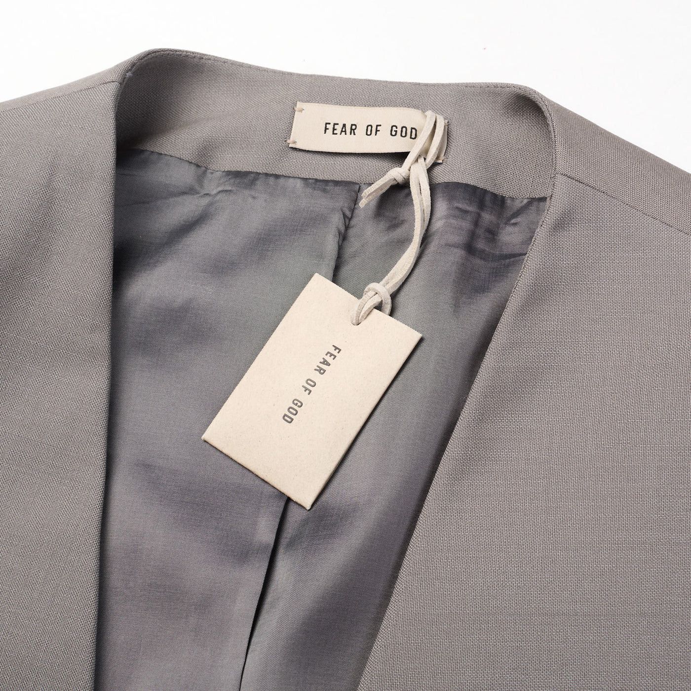 Fear of God FEAR OF GOD Light Gray Wool-Mohair Lapelless Jacket Size 40R - 5 Thumbnail