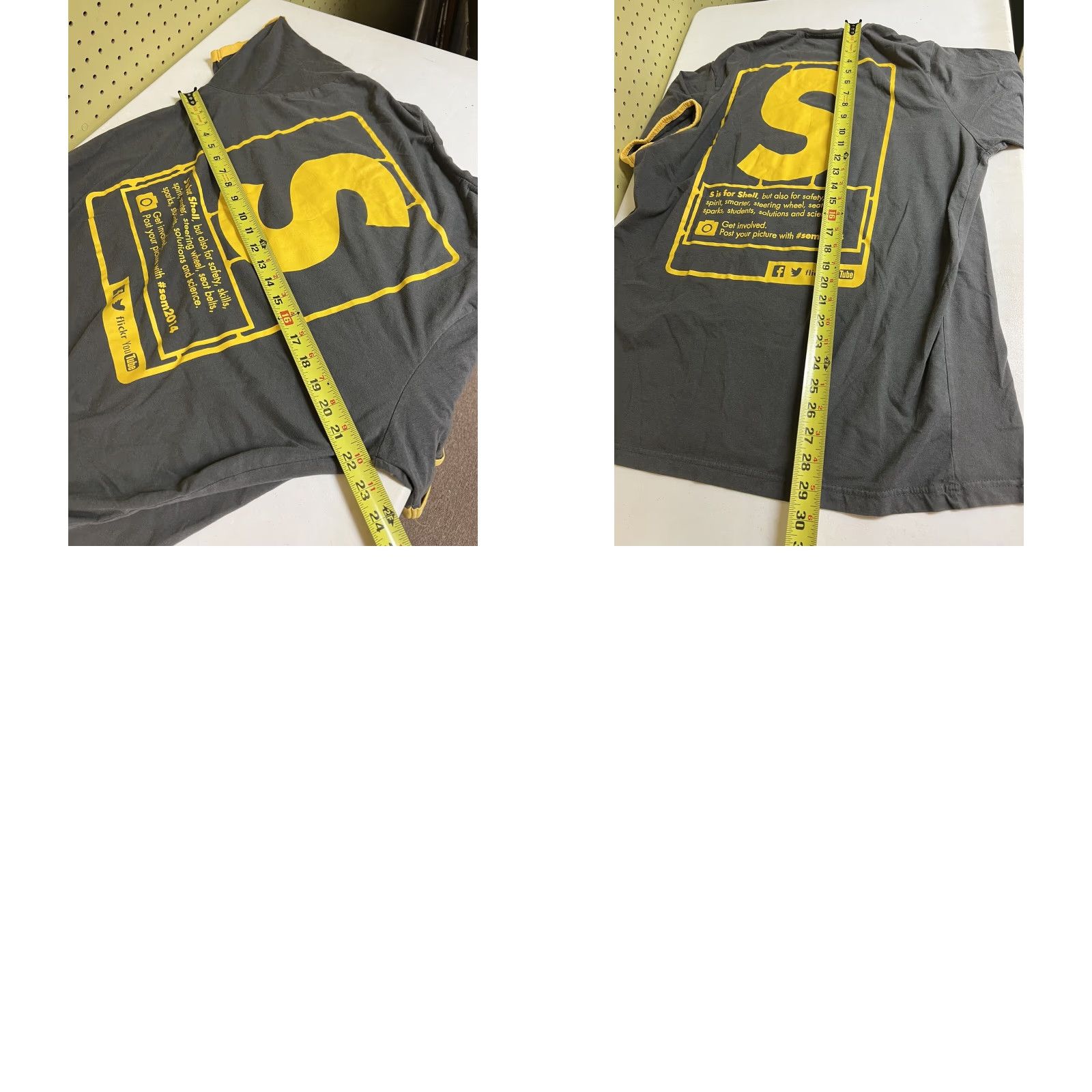 Vintage Shell Eco-Marathon 2014 Mens L T-Shirt Short Sleeve Crew Neck Gray Yellow - Auto - Graphic Tee Size US L / EU 52-54 / 3 - 8 Thumbnail