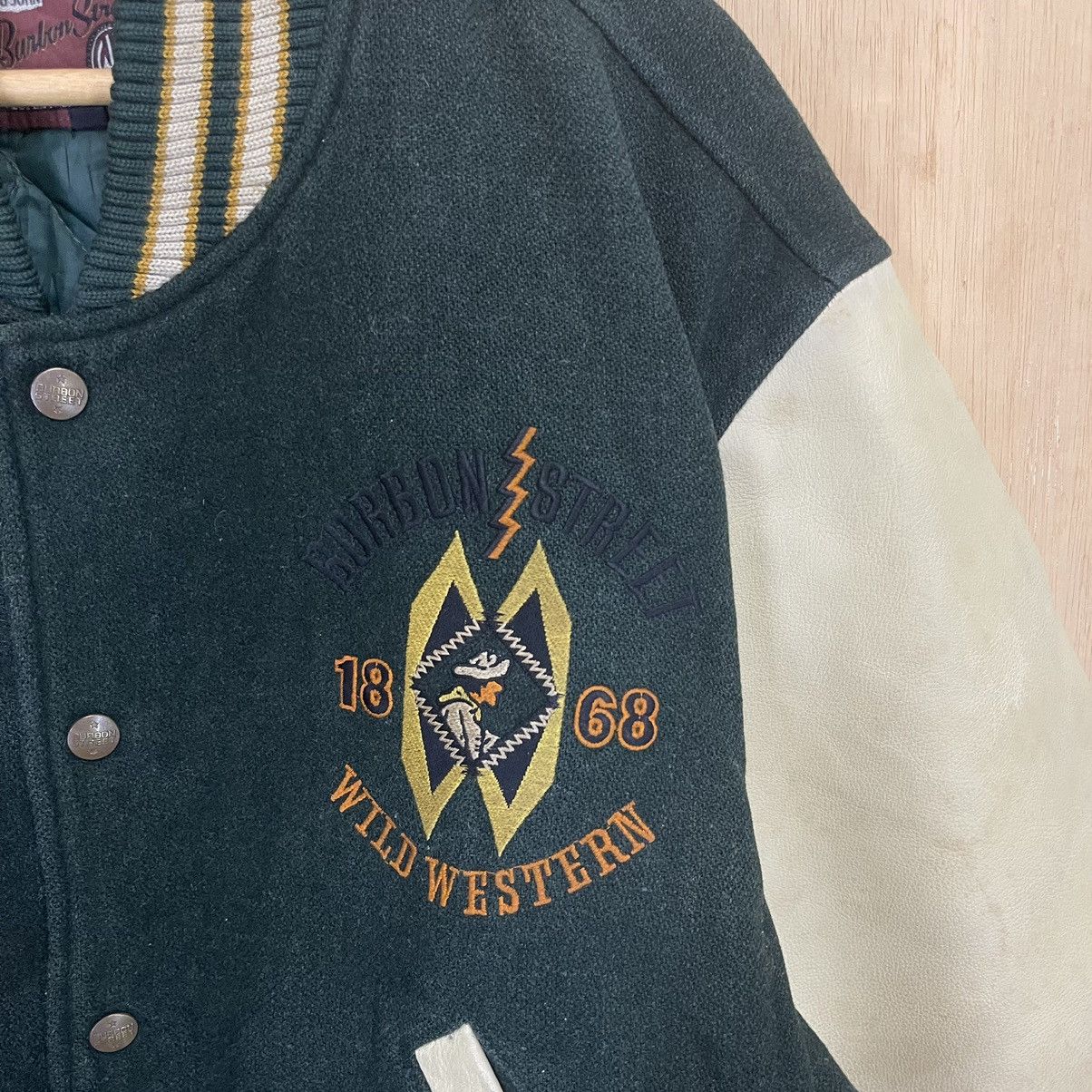 Big John Vintage 90s Burbon Street Big Logo Varsity Sleeve Leather Size US M / EU 48-50 / 2 - 9 Thumbnail