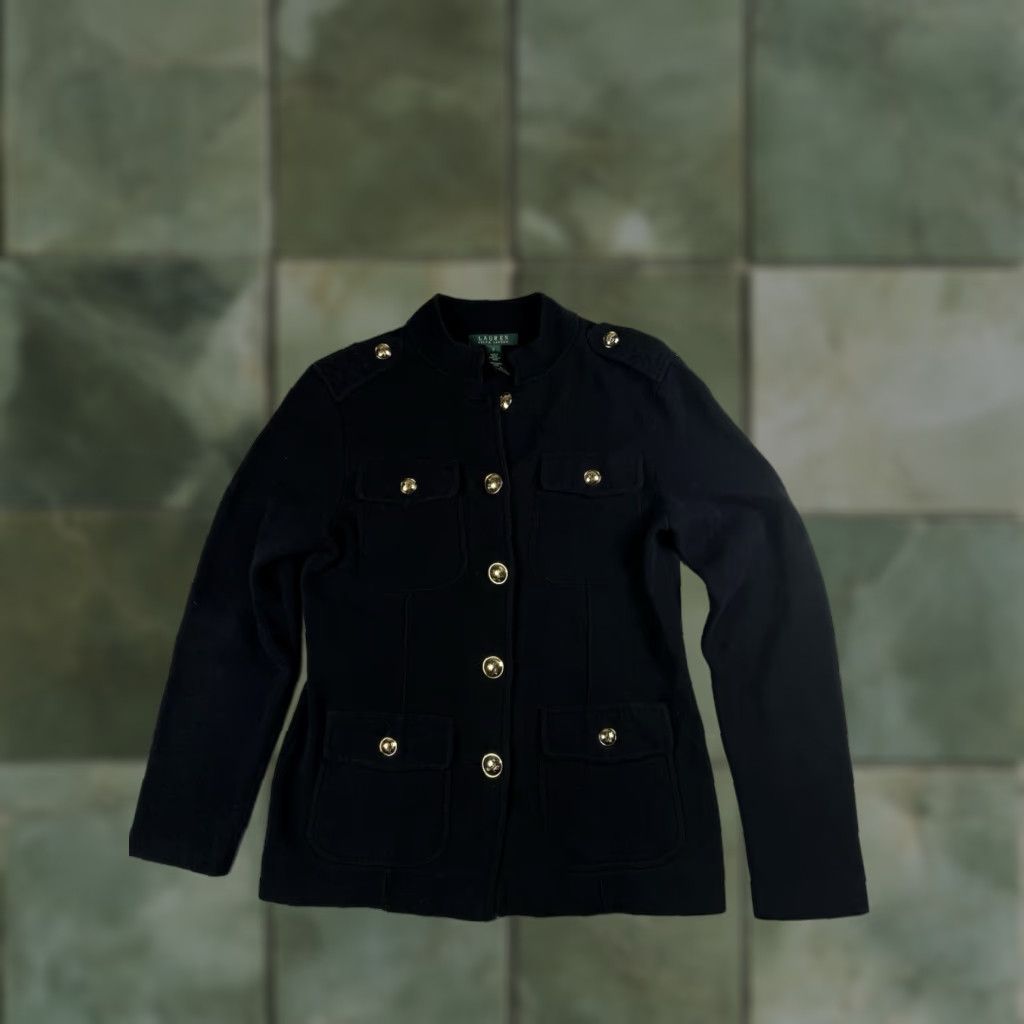 Ralph Lauren VINTAGE Lauren Ralph Lauren Sweater Shirt Women Small Black Knit Long Sleeve Button Pullover Casual 1042 Size S / US 4 / IT 40 - 1 Thumbnail