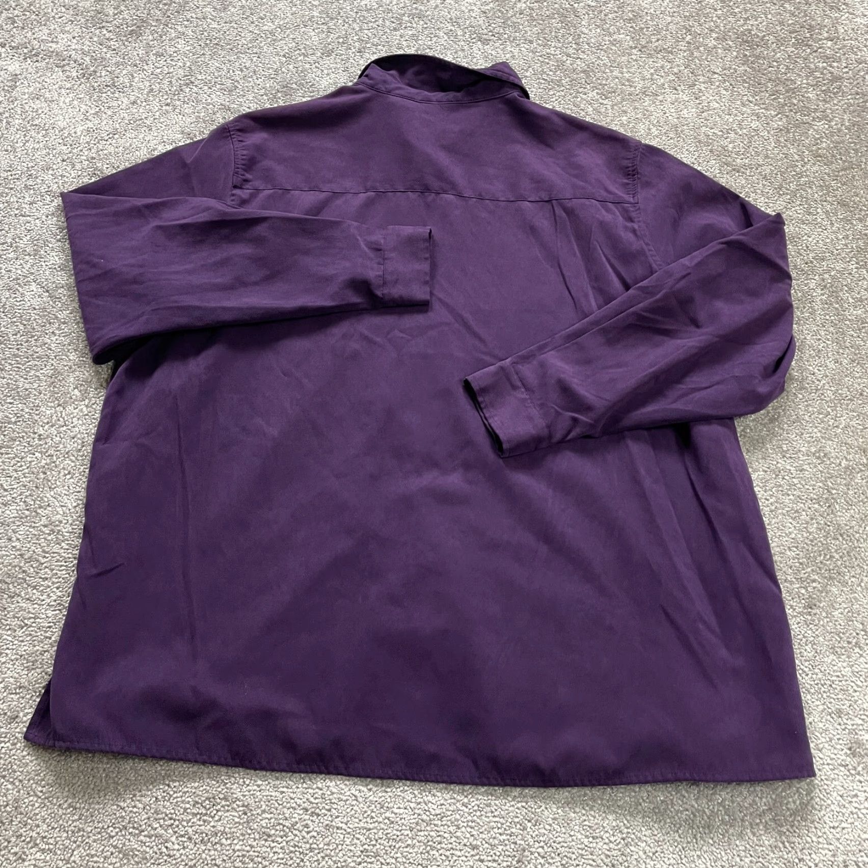 Vintage Parisian Works Shirt Womens 20W Purple Long Sleeve Faux Suede Blouse Size 3XL / US 20-22 - 2 Thumbnail