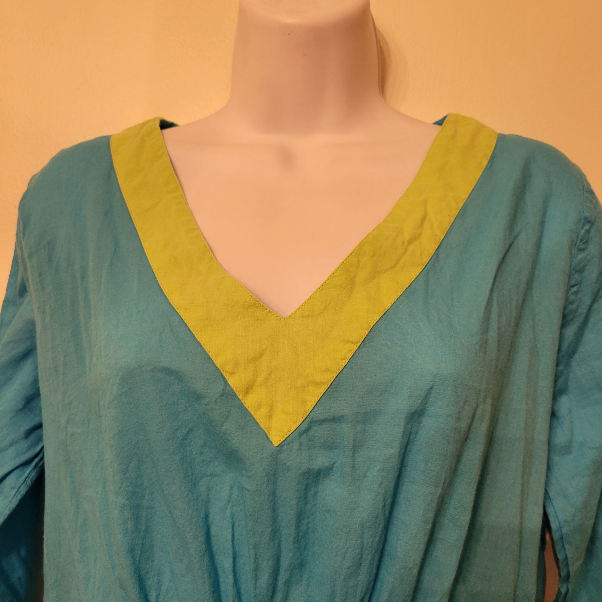 Gretchen Scott Gretchen Scott Blue Green Swim Cover Up Dress V Neck Tassel Size ONE SIZE - 6 Thumbnail