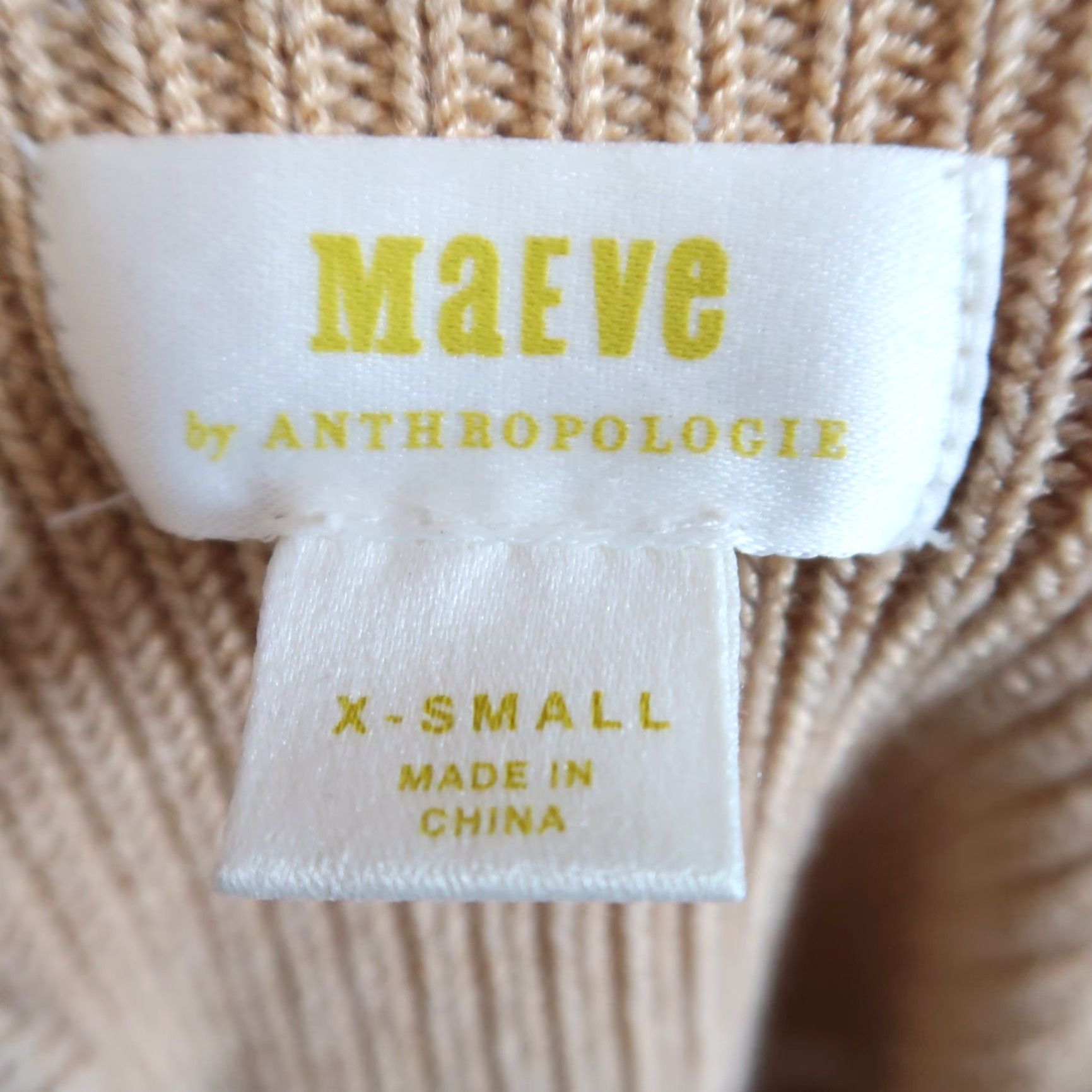 Vintage Maeve Anthropologie Tan White Stripe Amara Mockneck Sleeveless Sweater Vest XS Ladies Vest Striped Knit Cotton Casual XS Women Size XS / US 0-2 / IT 36-38 - 5 Thumbnail
