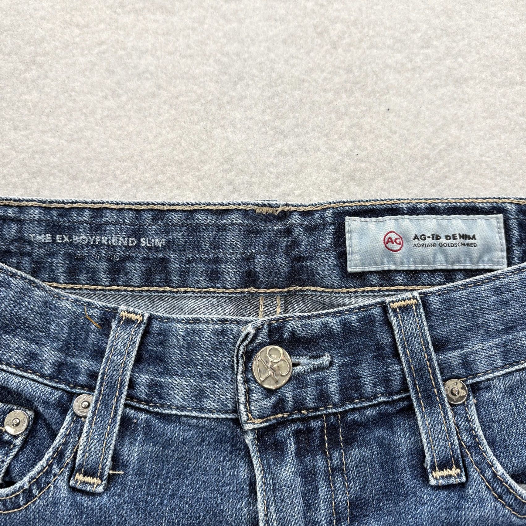 Denime AG Adriano Goldschmied Jeans Womens 26 Blue Ex Boyfriend Slim Stretch Denim Jeans Size 26" / US 2 / IT 38 - 4 Thumbnail