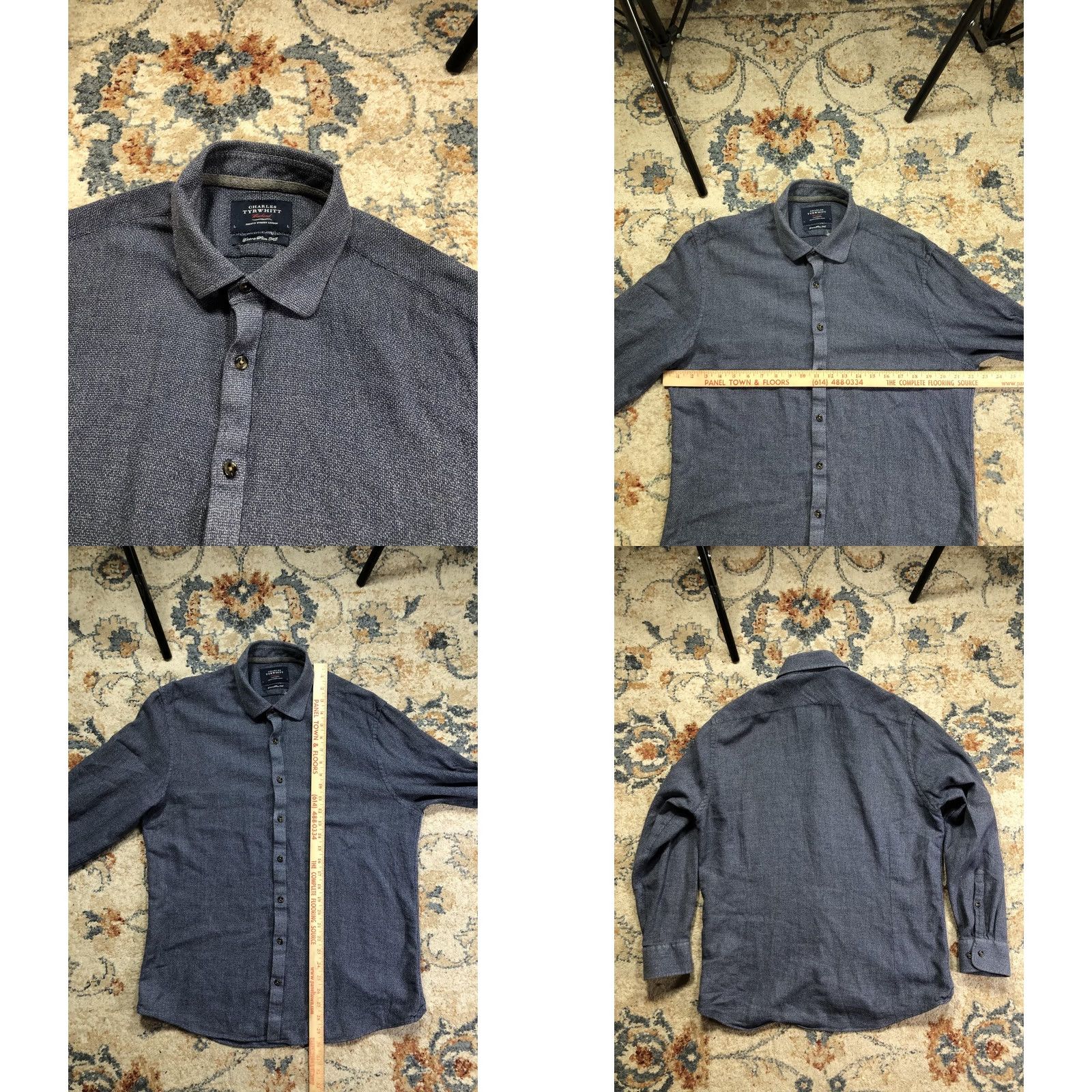 Charles Tyrwhitt Charles Tyrwhitt Weekend Shirt Mens Large Blue Extra Slim Fit Long Sleeve Size US L / EU 52-54 / 3 - 8 Thumbnail