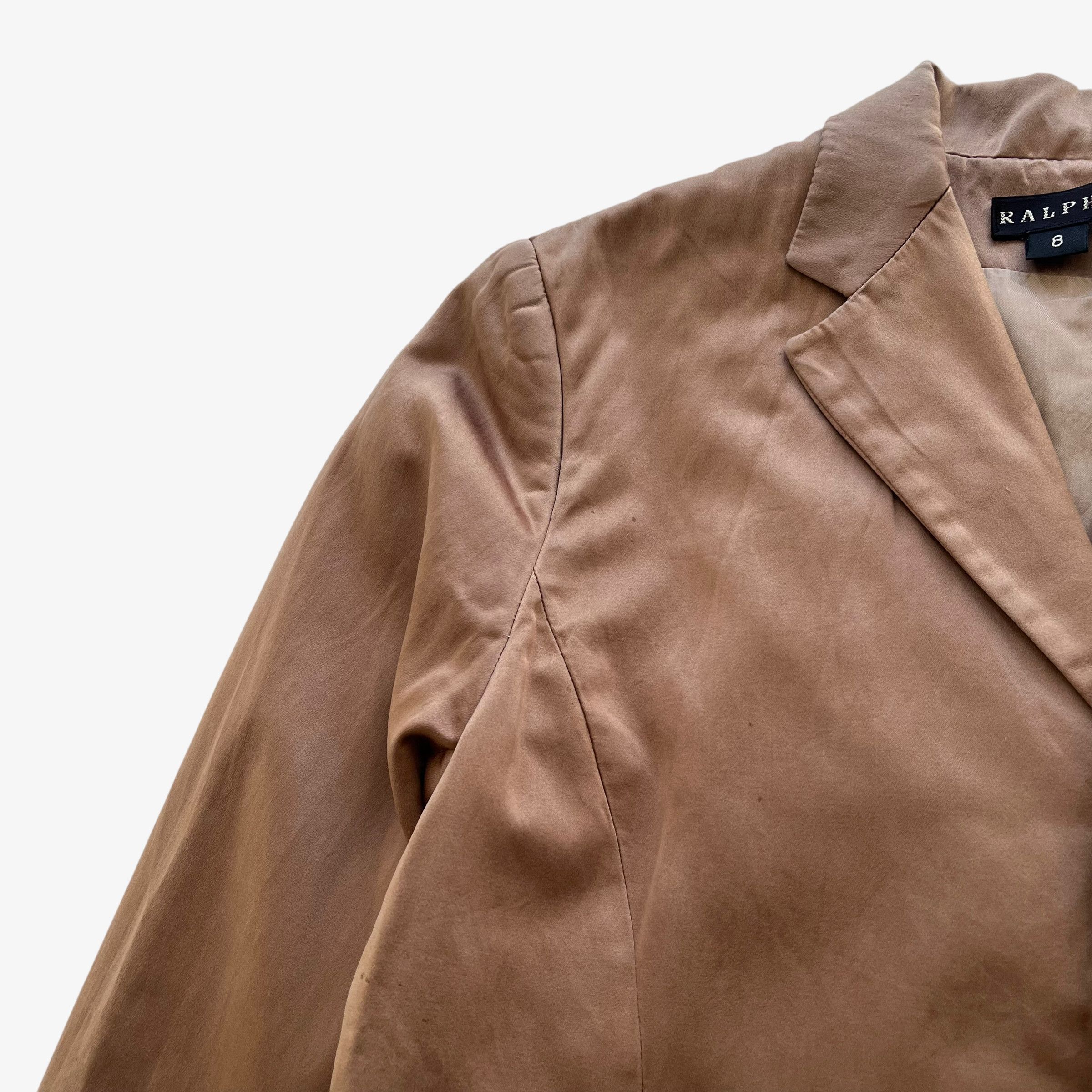Ralph Lauren Vintage 90s Women's Ralph Lauren Silk Blend Beige Blazer Size S / US 4 / IT 40 - 5 Thumbnail