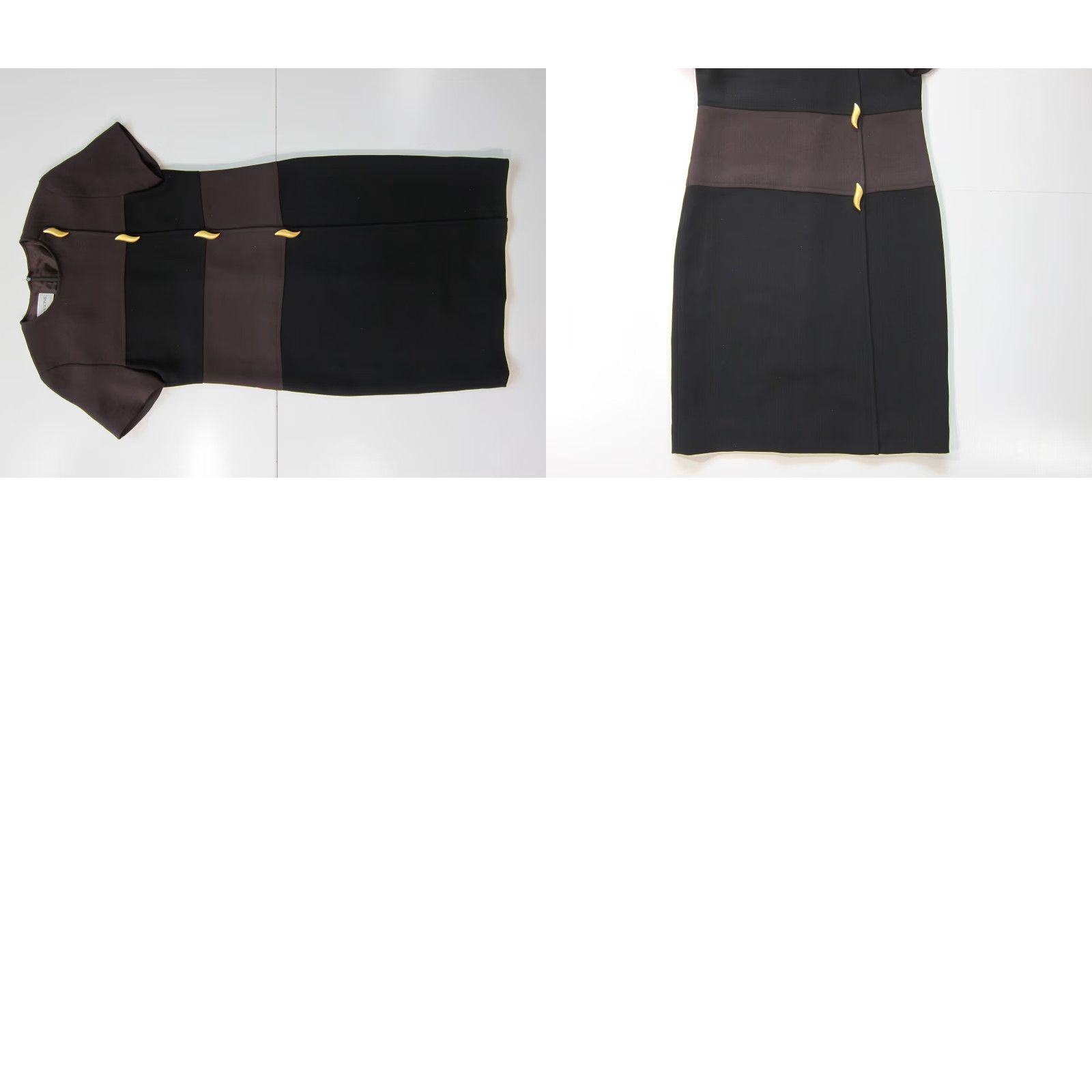 Evan Picone Vintage Evan-Picone Brown Black Gold Button Sheath Straight Tunic Dress Women 4 Size S / US 4 / IT 40 - 8 Thumbnail